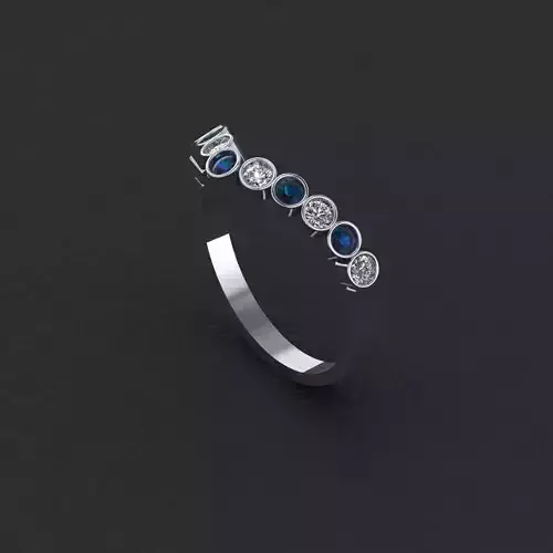 3D model of ring with sapphire and diamond 3D print model