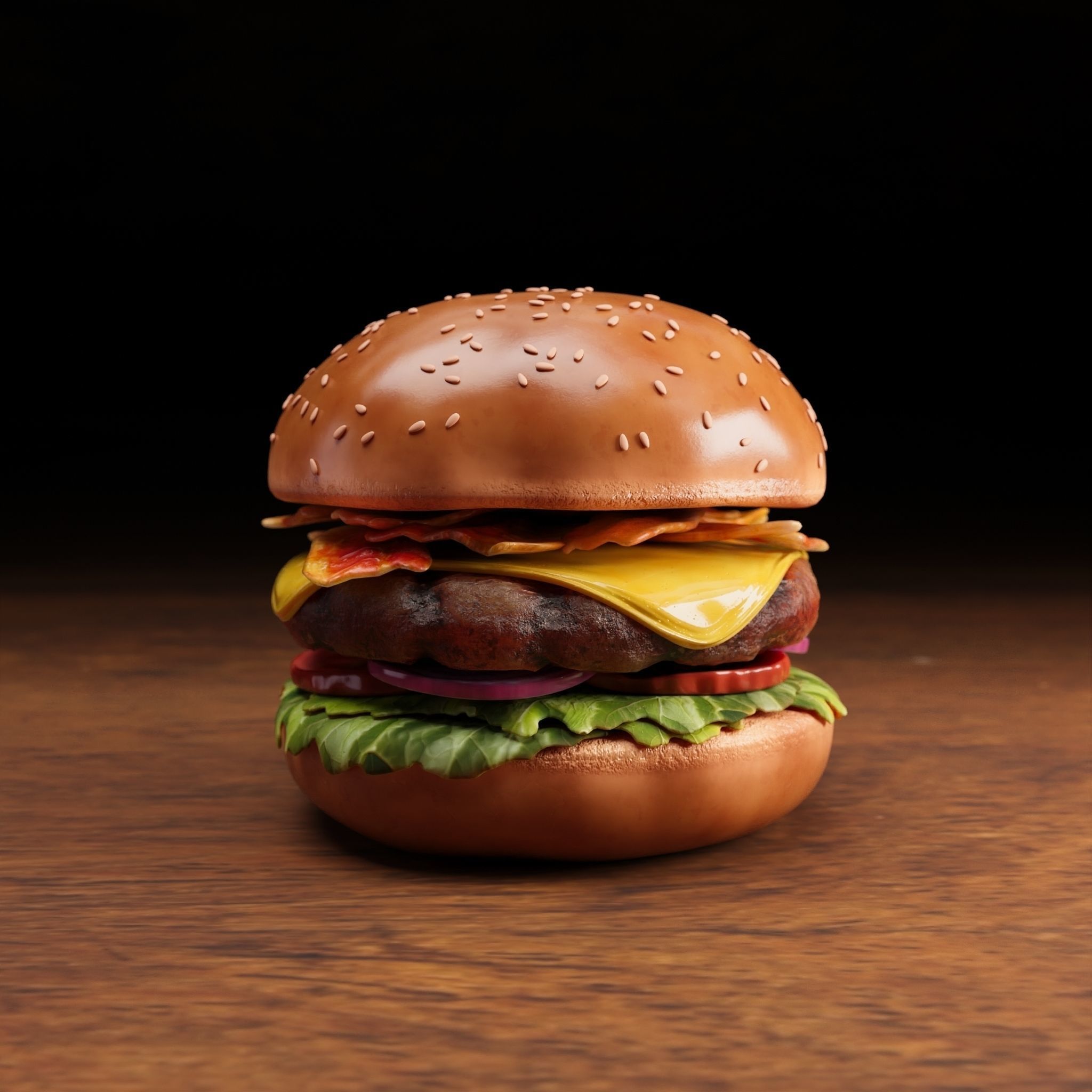 Burger - Cheese Burger - Bacon Burger 3D model_4