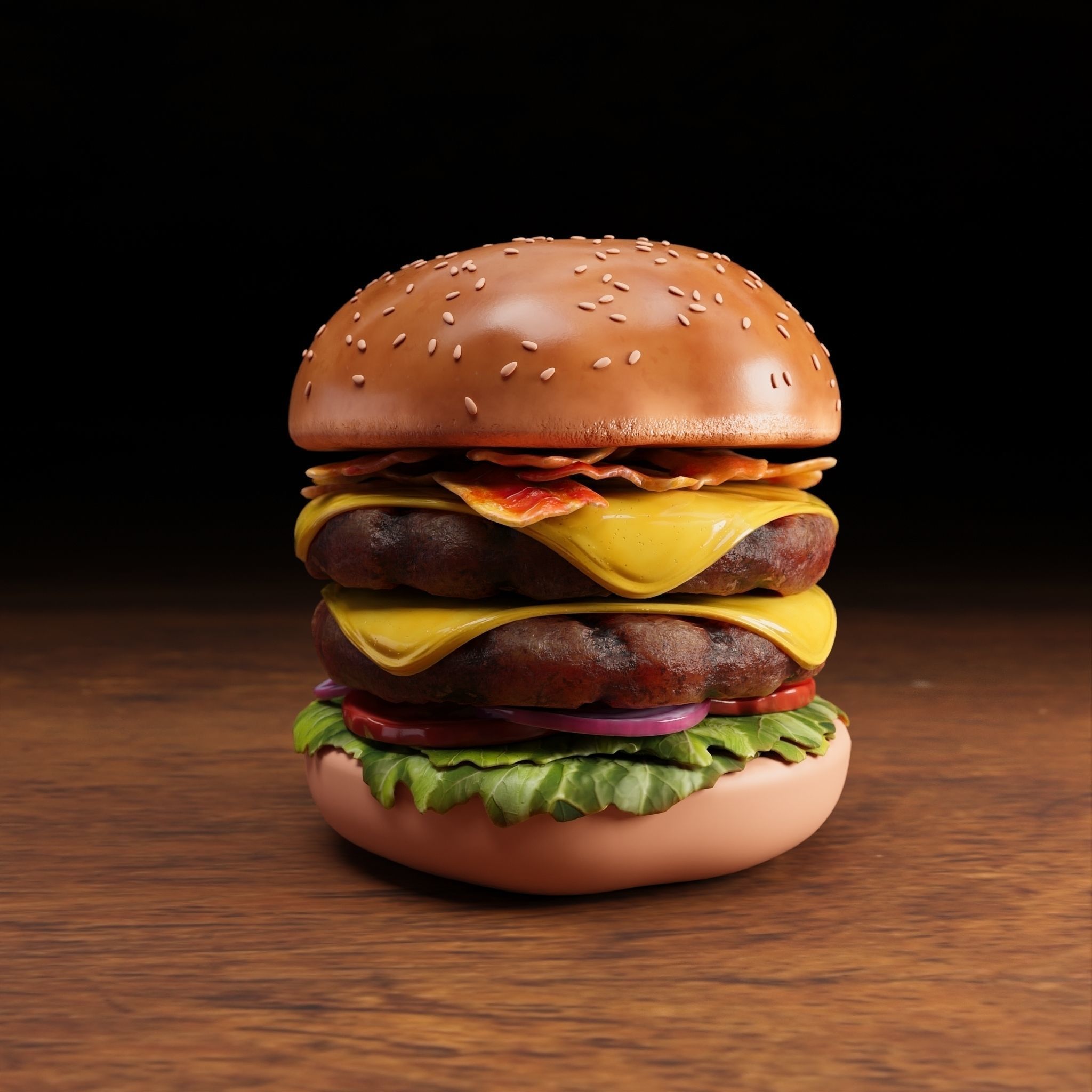 Burger - Cheese Burger - Bacon Burger 3D model_8