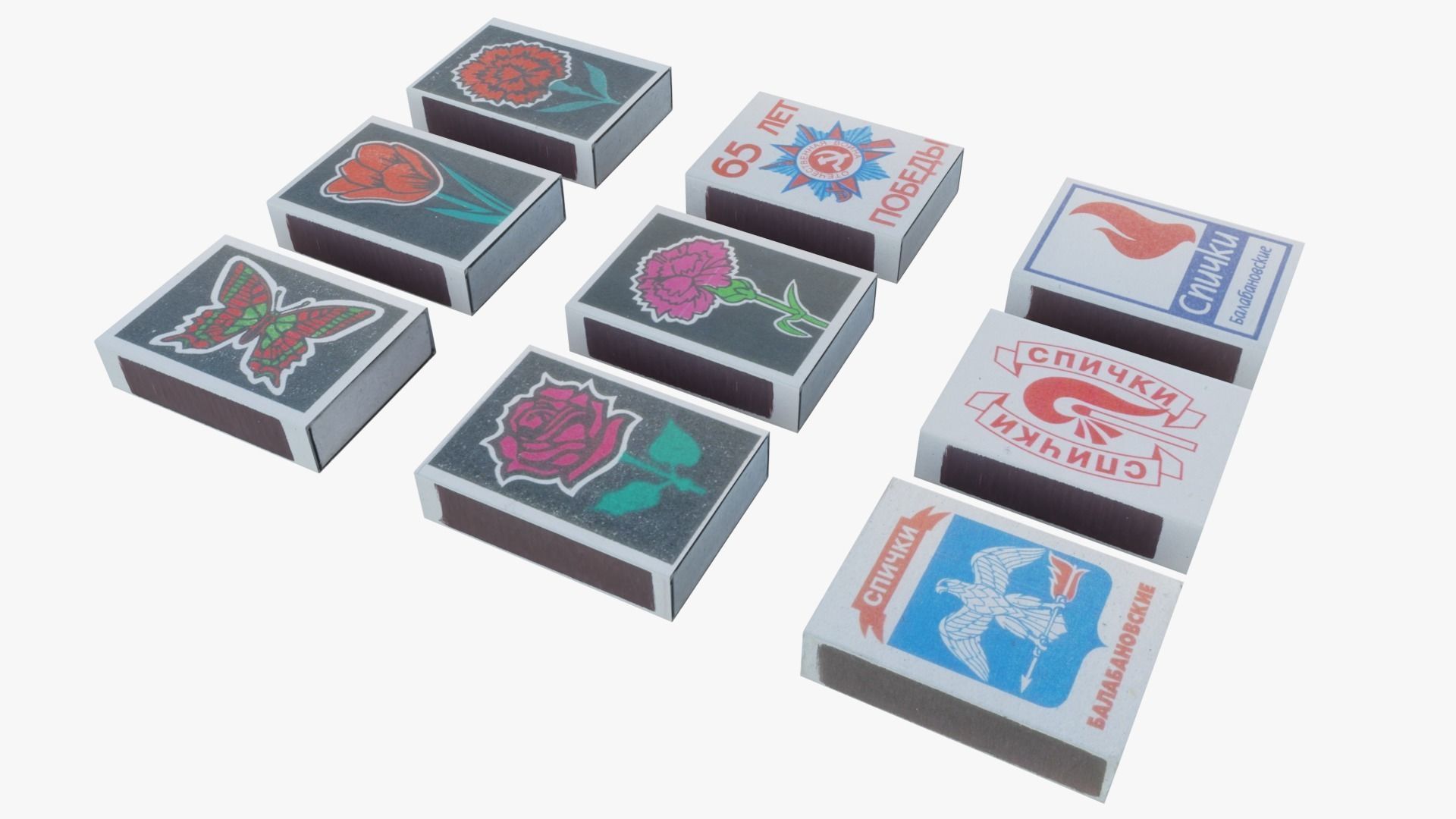 Old soviet matchboxes Low-poly 3D model_2