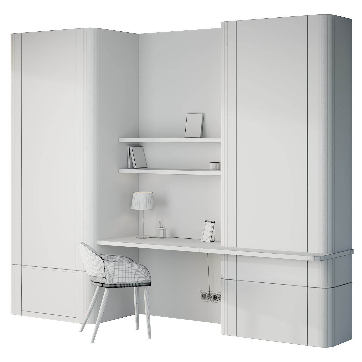 Japandi Minimalistic Home Office with Chair Oscar 3D model_5