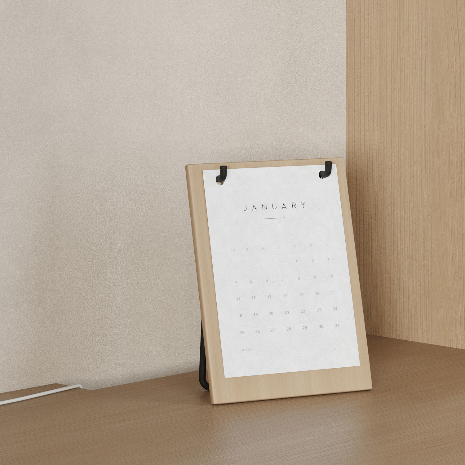 Japandi Minimalistic Home Office with Chair Oscar 3D model_3