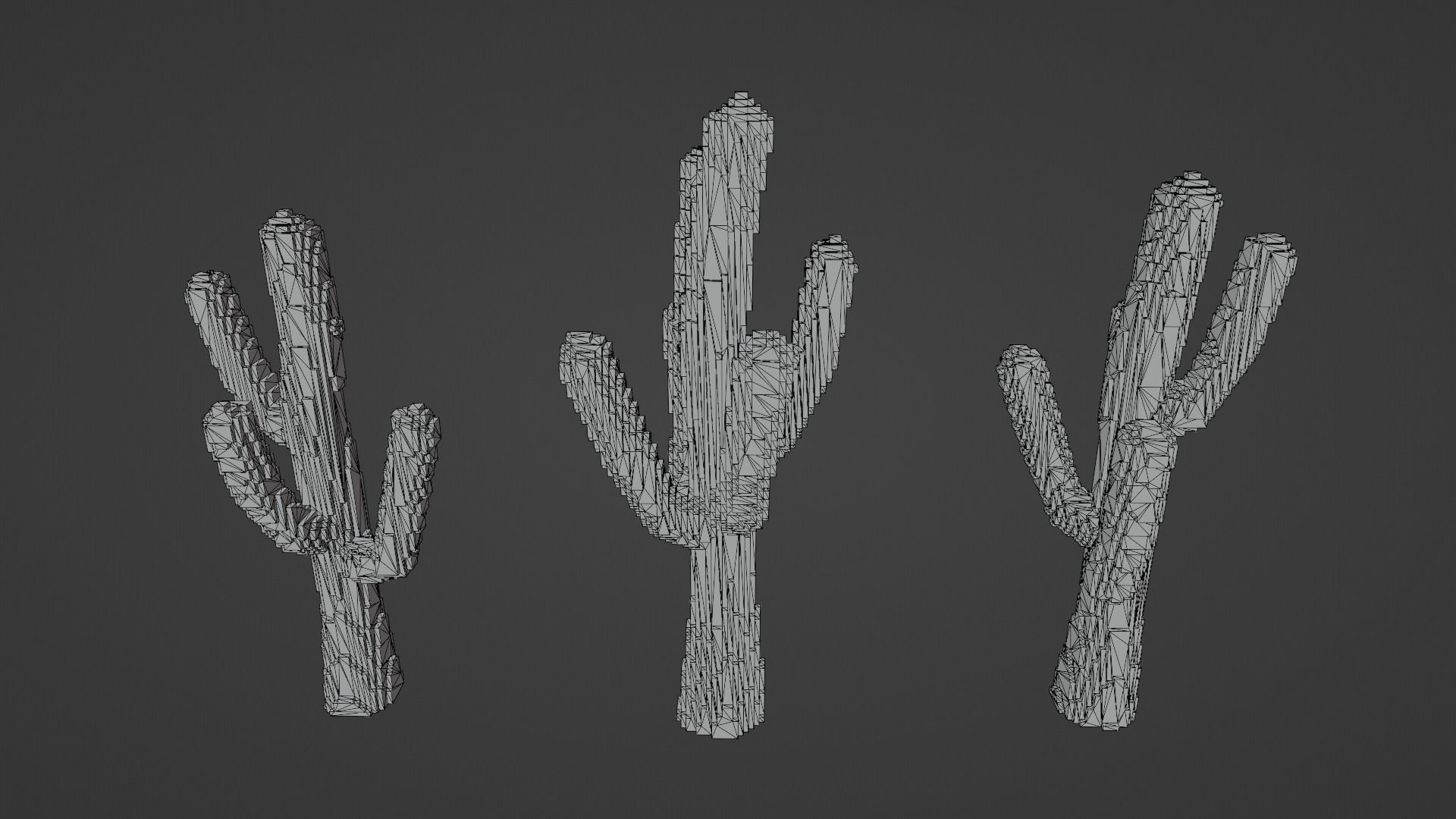 Isometric Cactus Set Low-poly 3D model_24