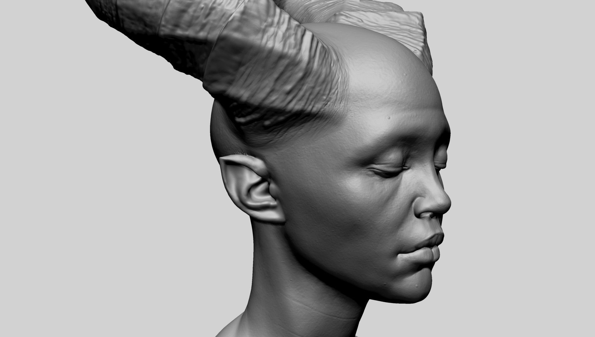 Female Creature Head Printable A 3D print model_9
