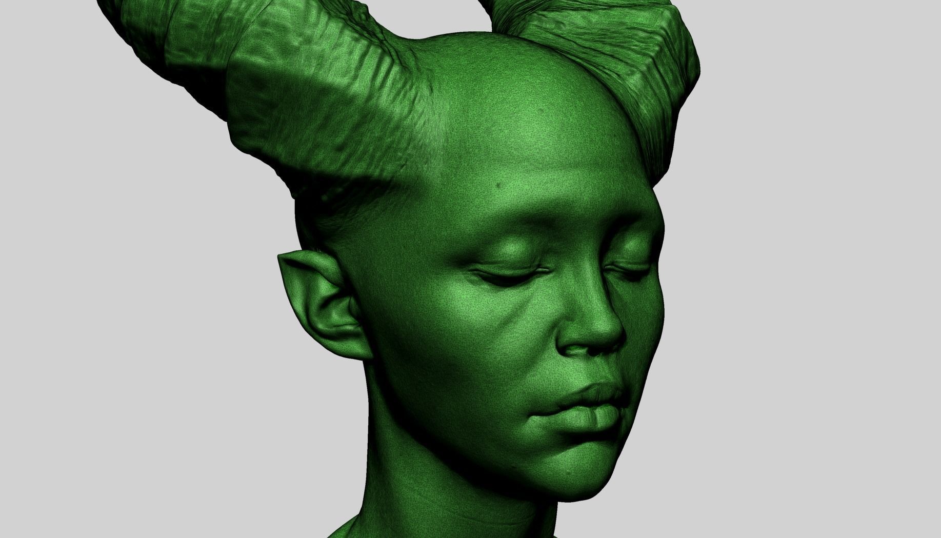 Female Creature Head Printable A 3D print model_10