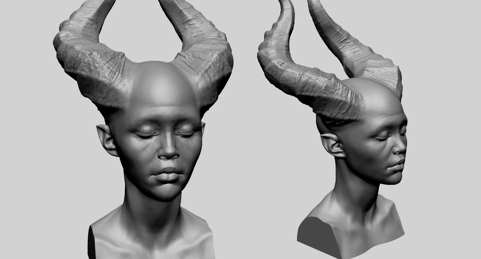 Female Creature Head Printable A 3D print model_0