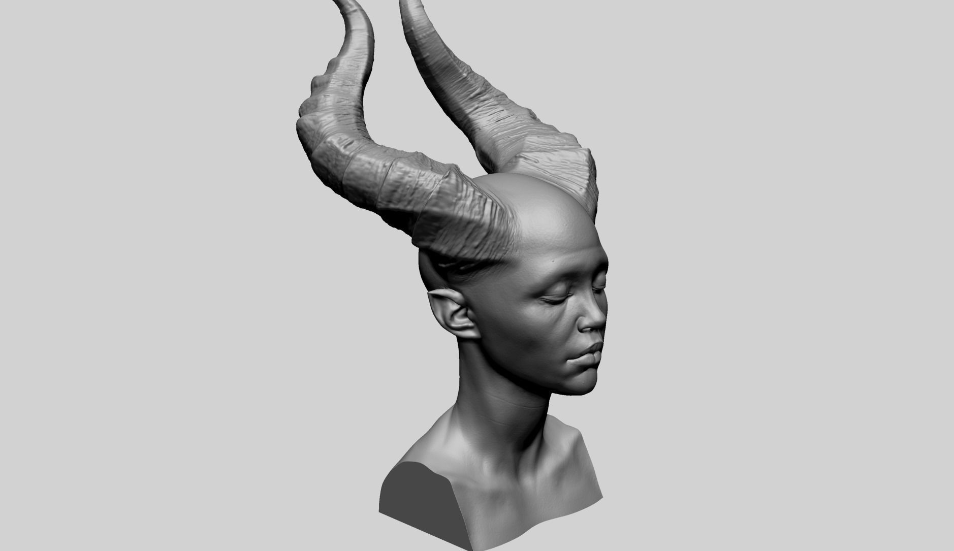 Female Creature Head Printable A 3D print model_2