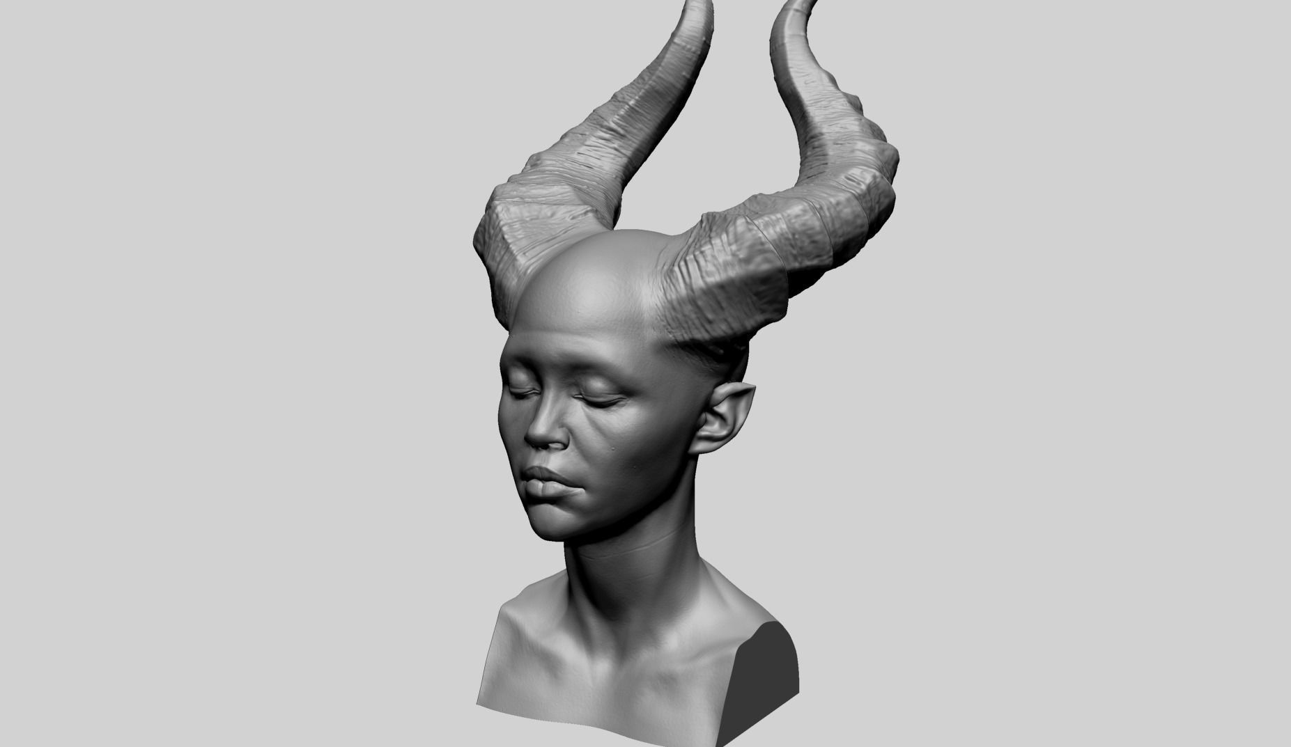 Female Creature Head Printable A 3D print model_6