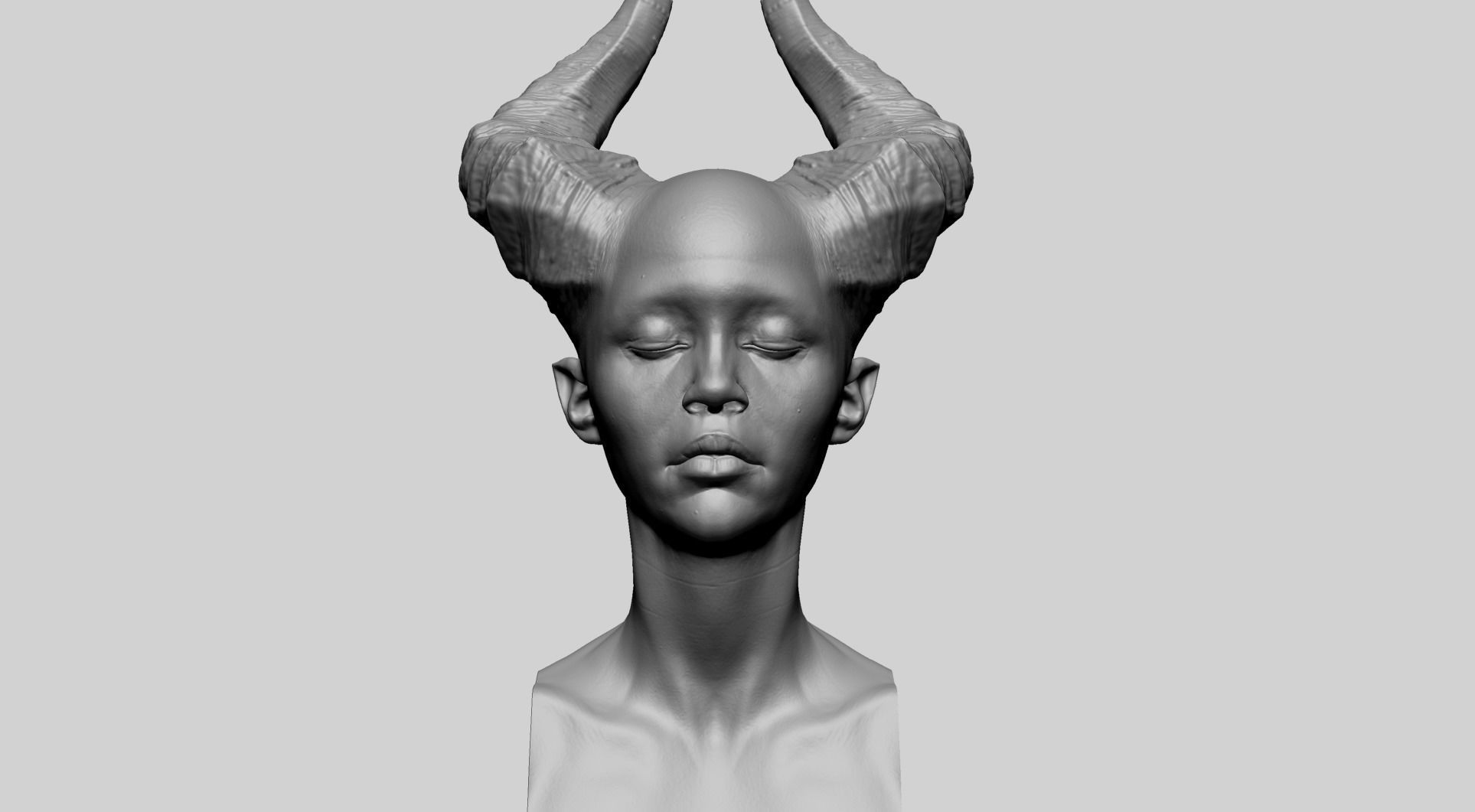 Female Creature Head Printable A 3D print model_7