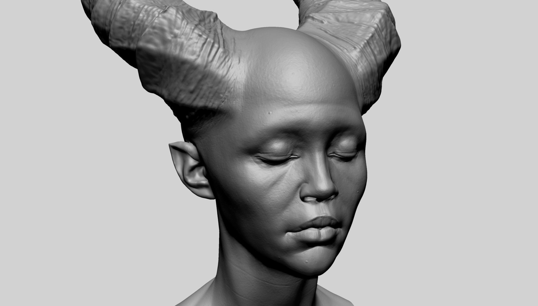 Female Creature Head Printable A 3D print model_8
