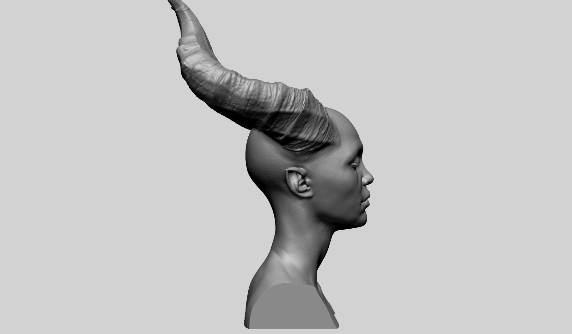 Female Creature Head Printable A 3D print model_3