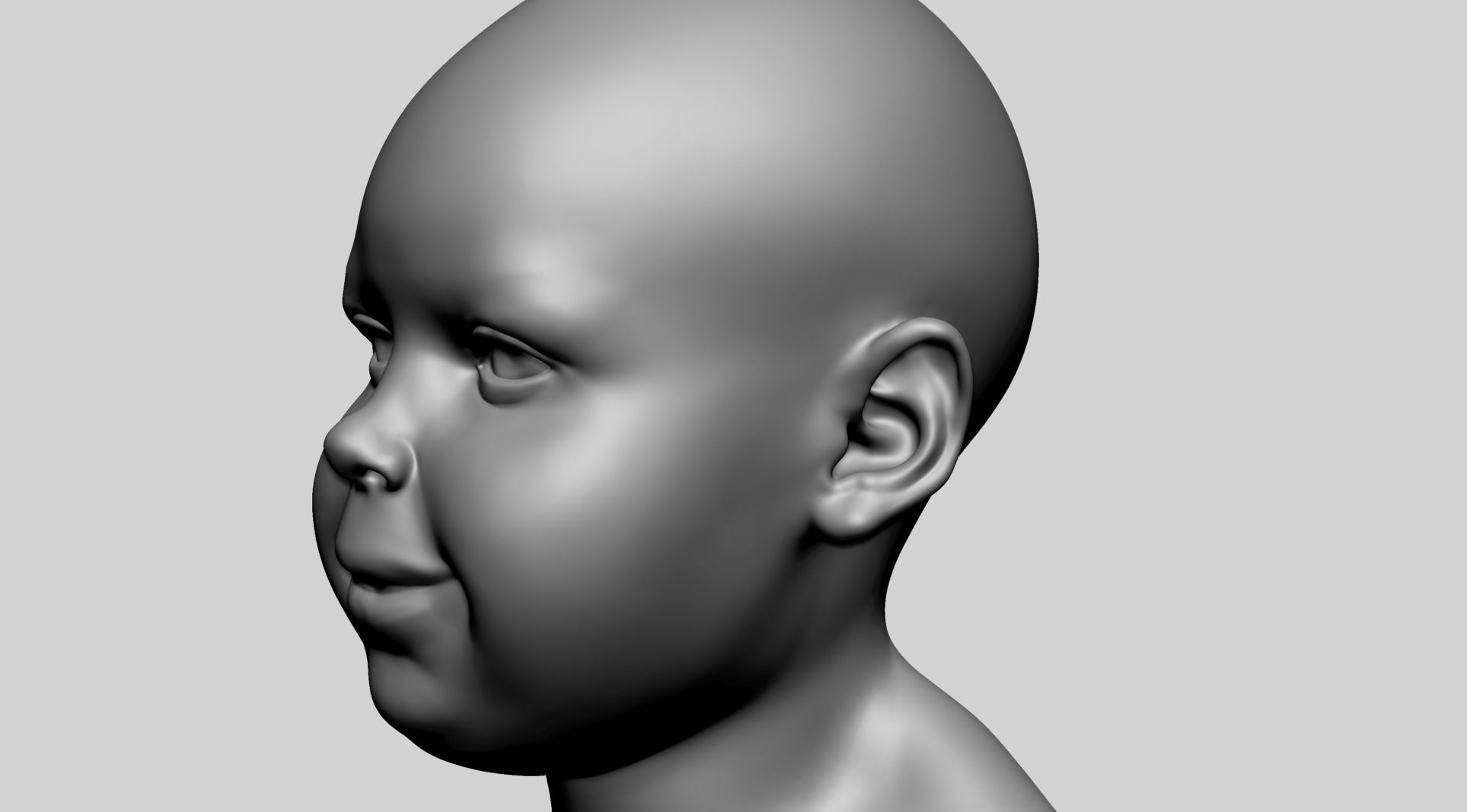 Baby Head B 3D model_7