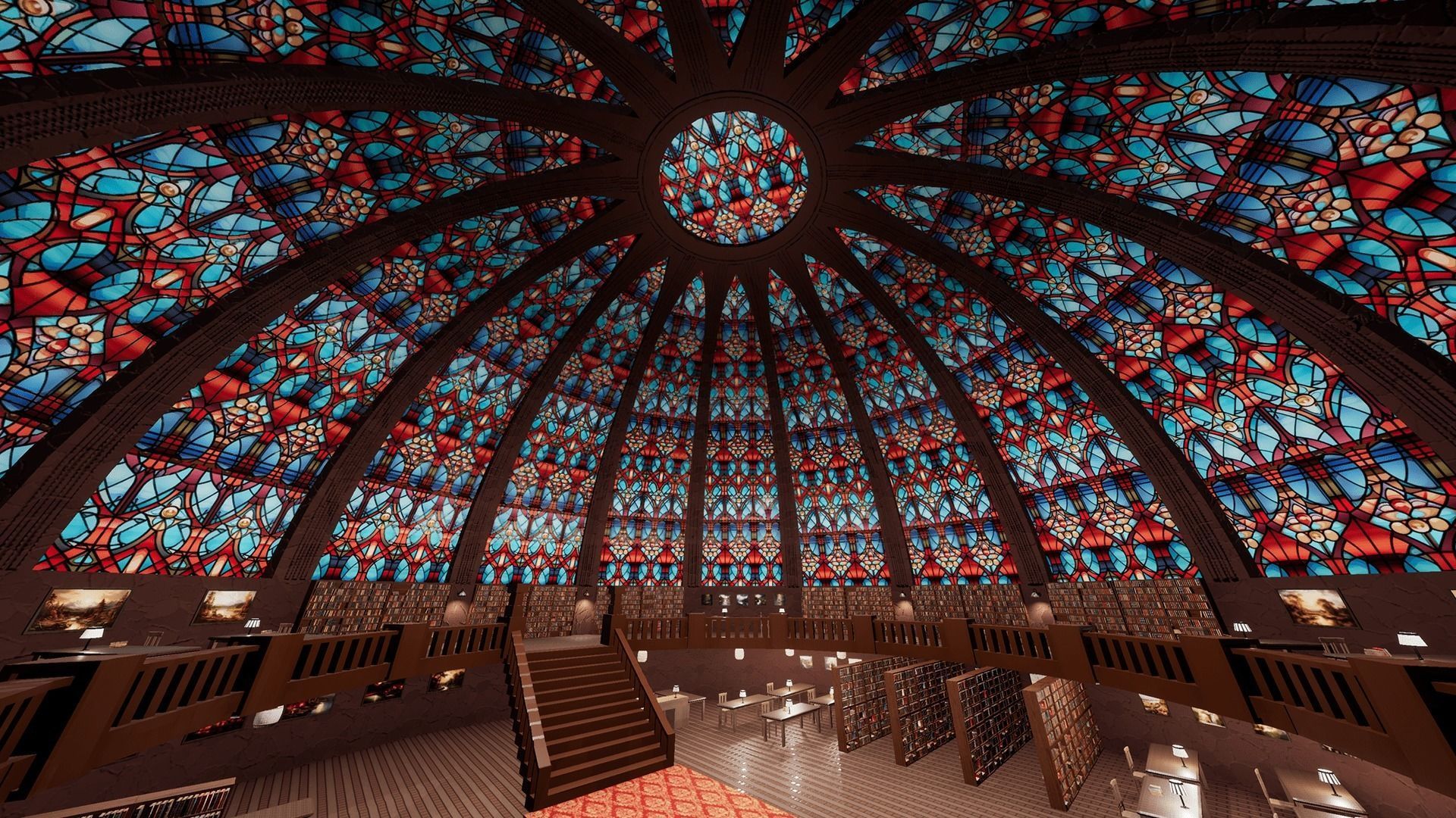 Library Low-poly 3D model_5