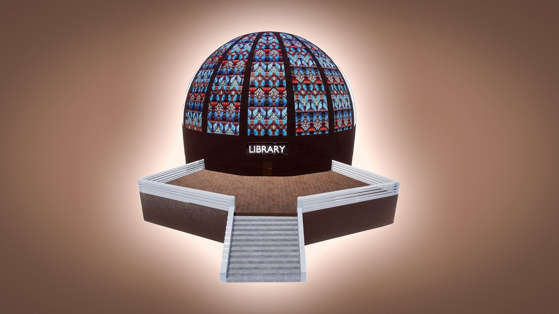Library Low-poly 3D model_17