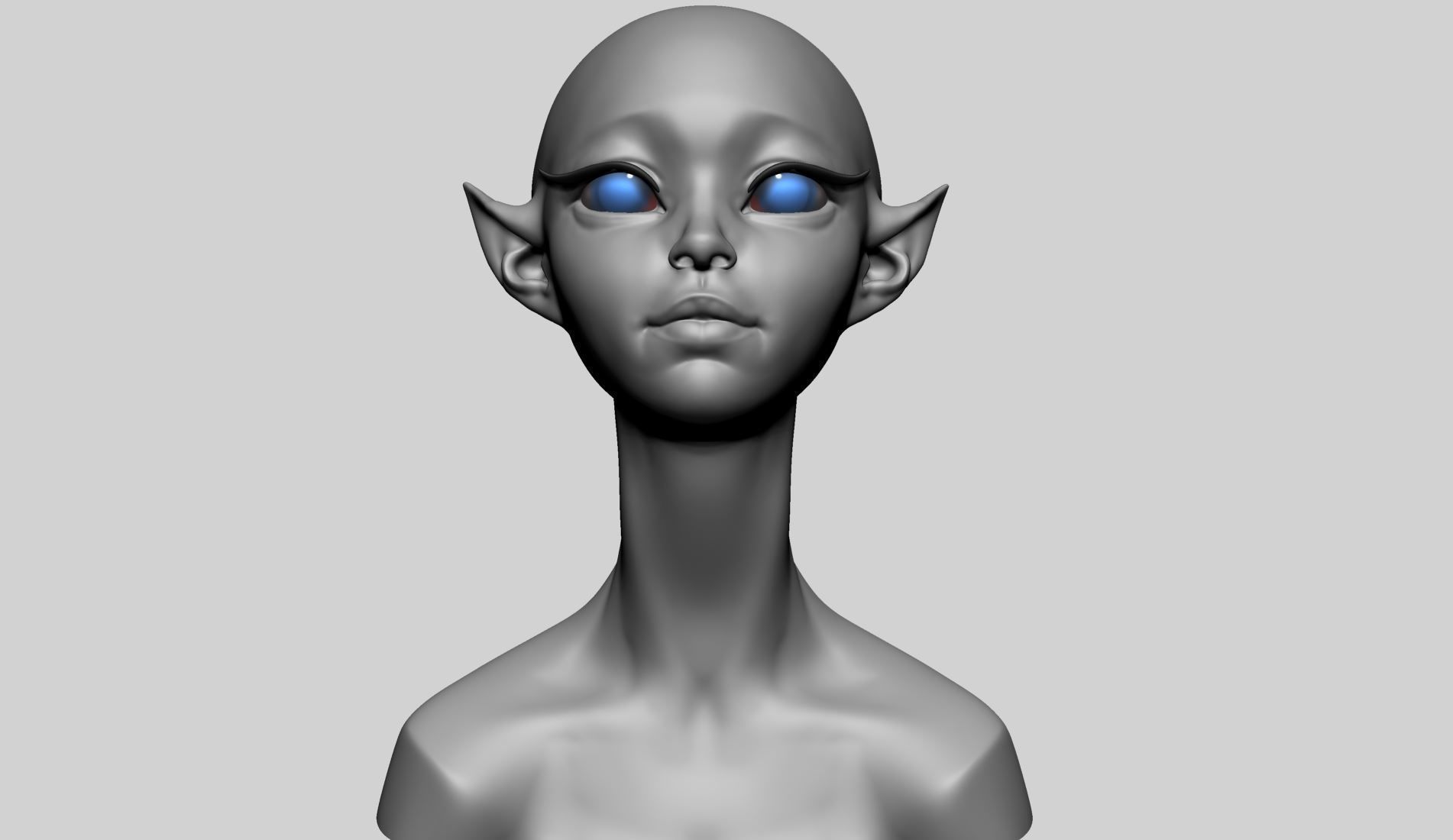 Stylized Elf Head C 3D model_2