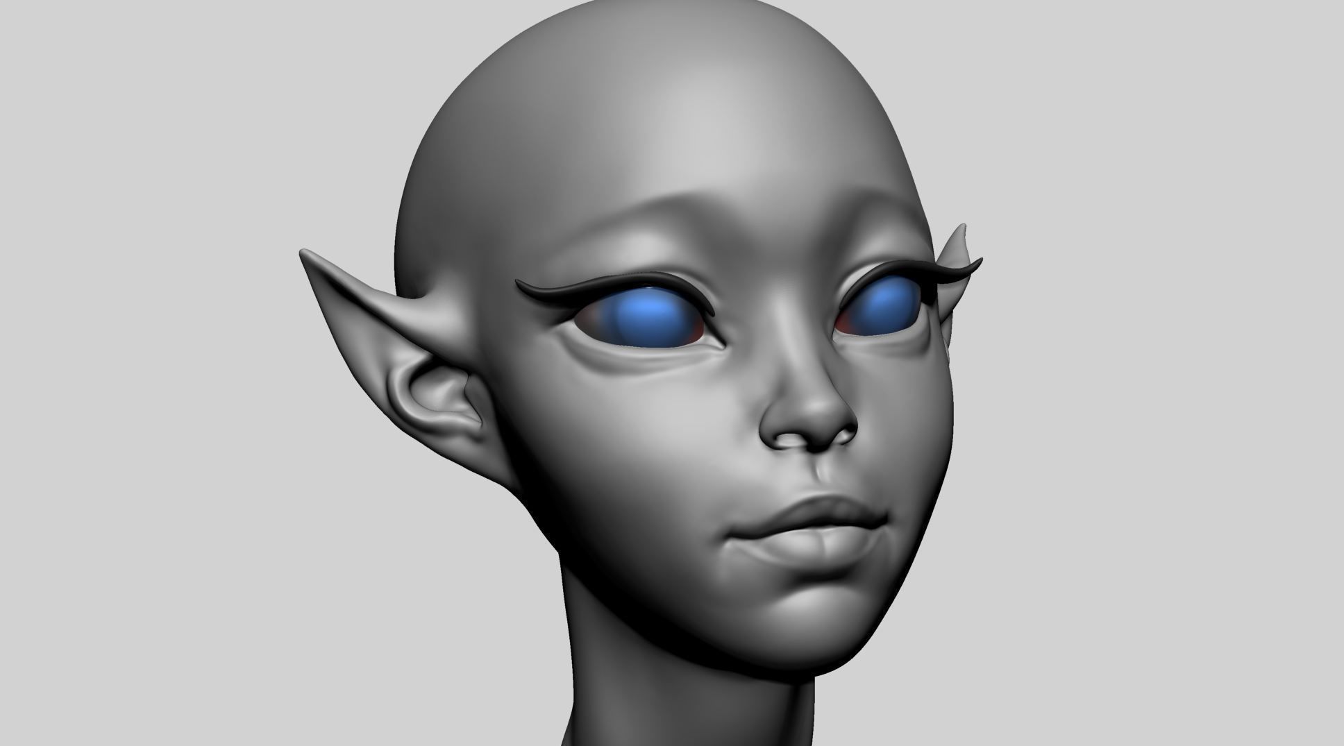 Stylized Elf Head C 3D model_8
