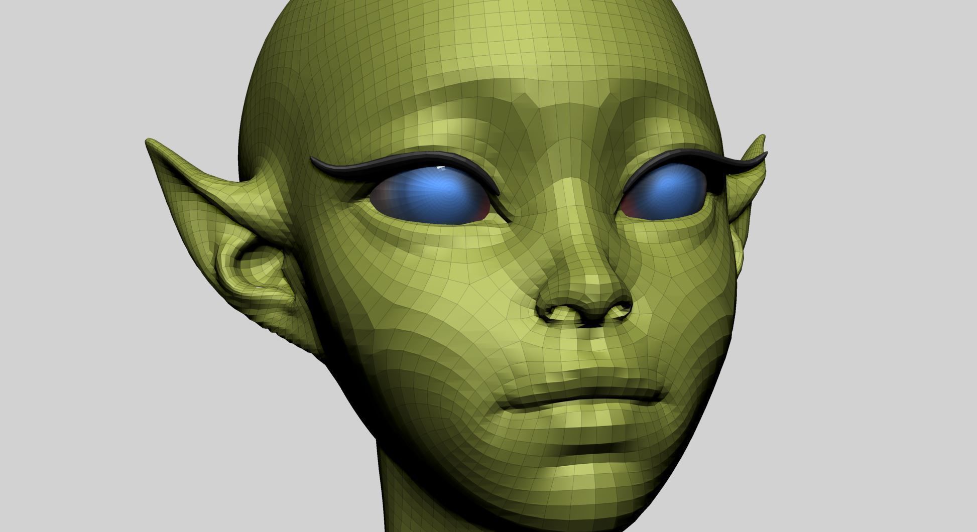 Stylized Elf Head C 3D model_10
