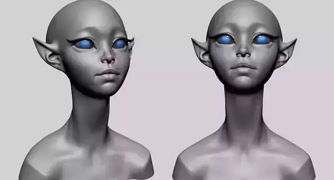 Stylized Elf Head C 3D model