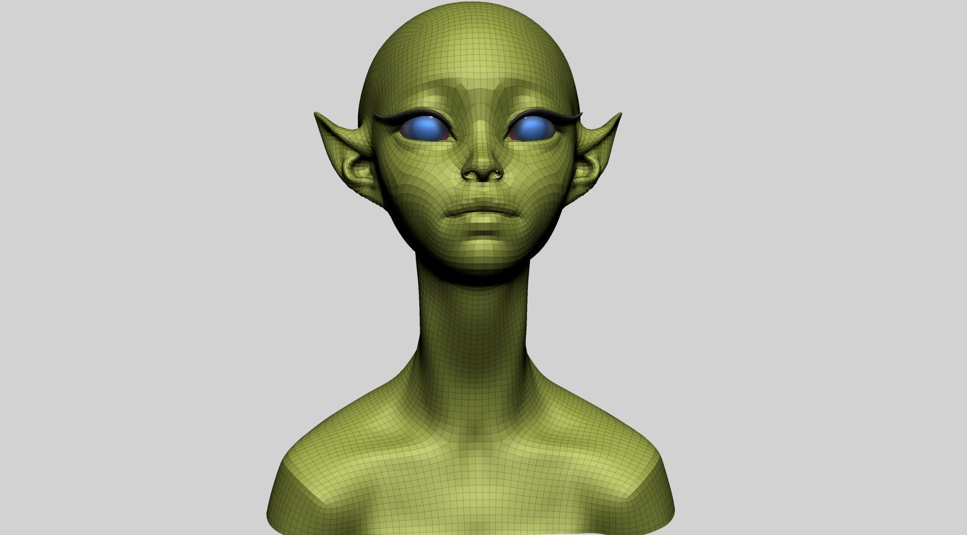 Stylized Elf Head C 3D model_11