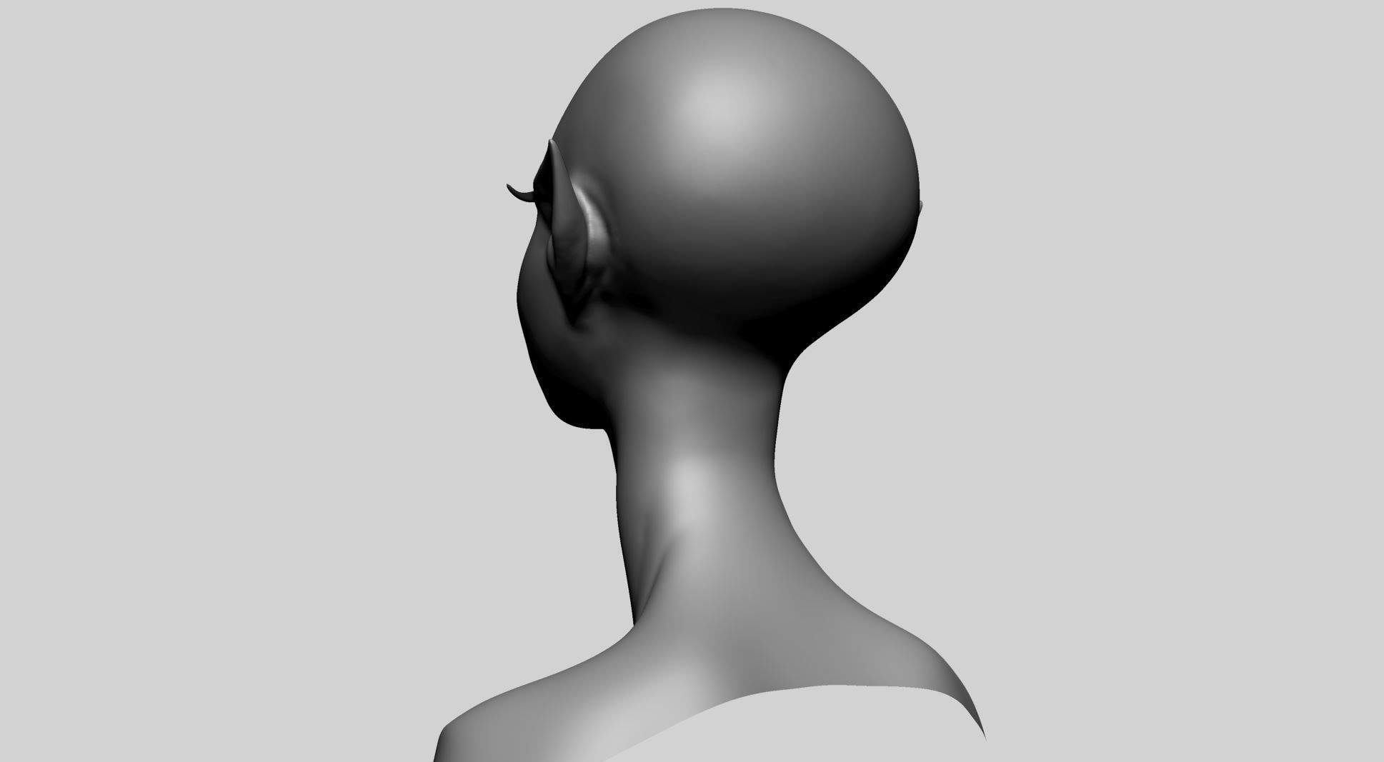 Stylized Elf Head C 3D model_5
