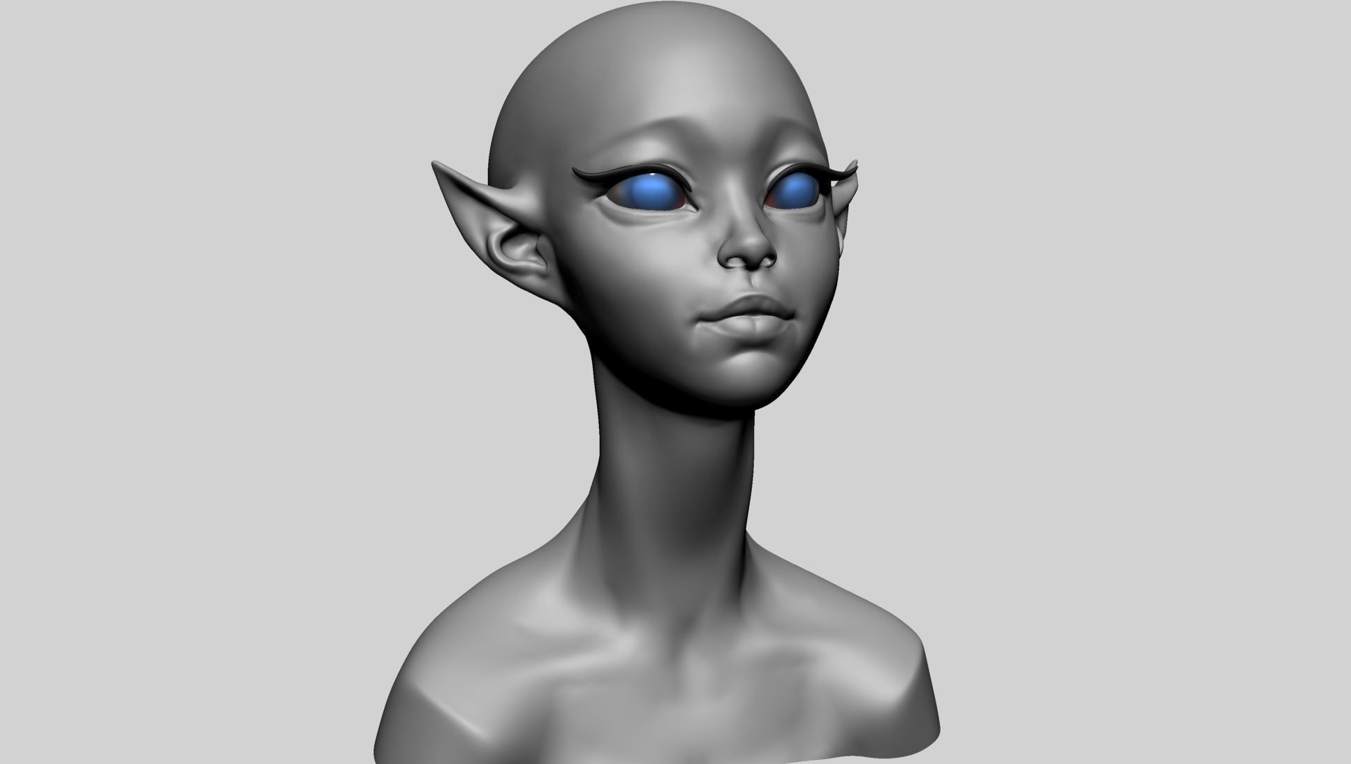 Stylized Elf Head C 3D model_1