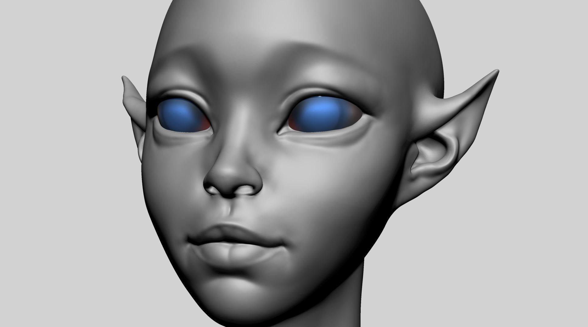 Stylized Elf Head C 3D model_9