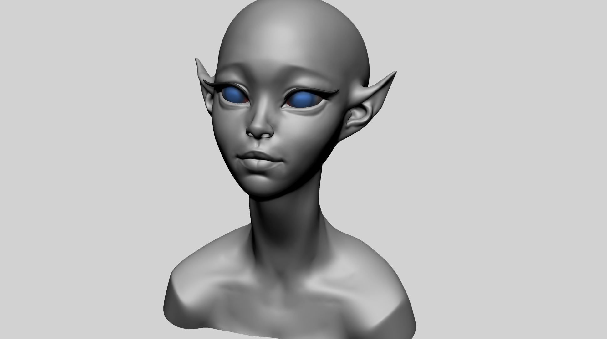 Stylized Elf Head C 3D model_7