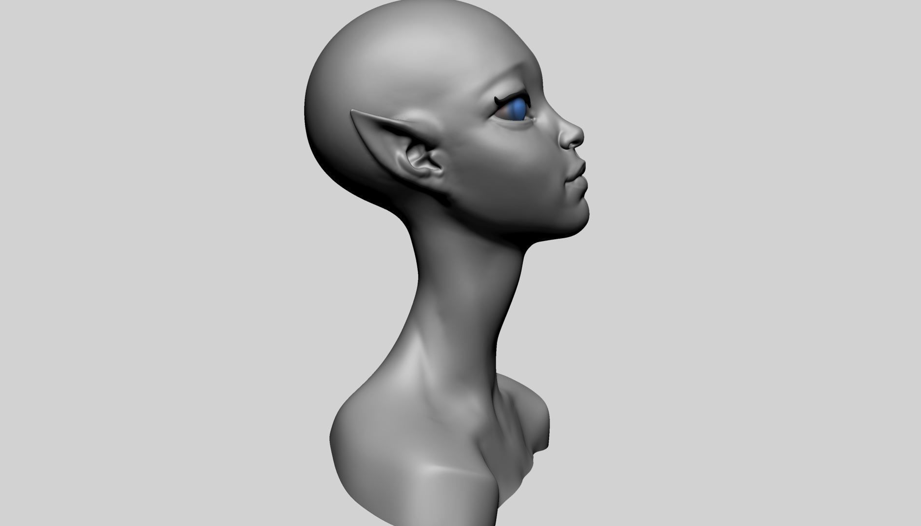 Stylized Elf Head C 3D model_3