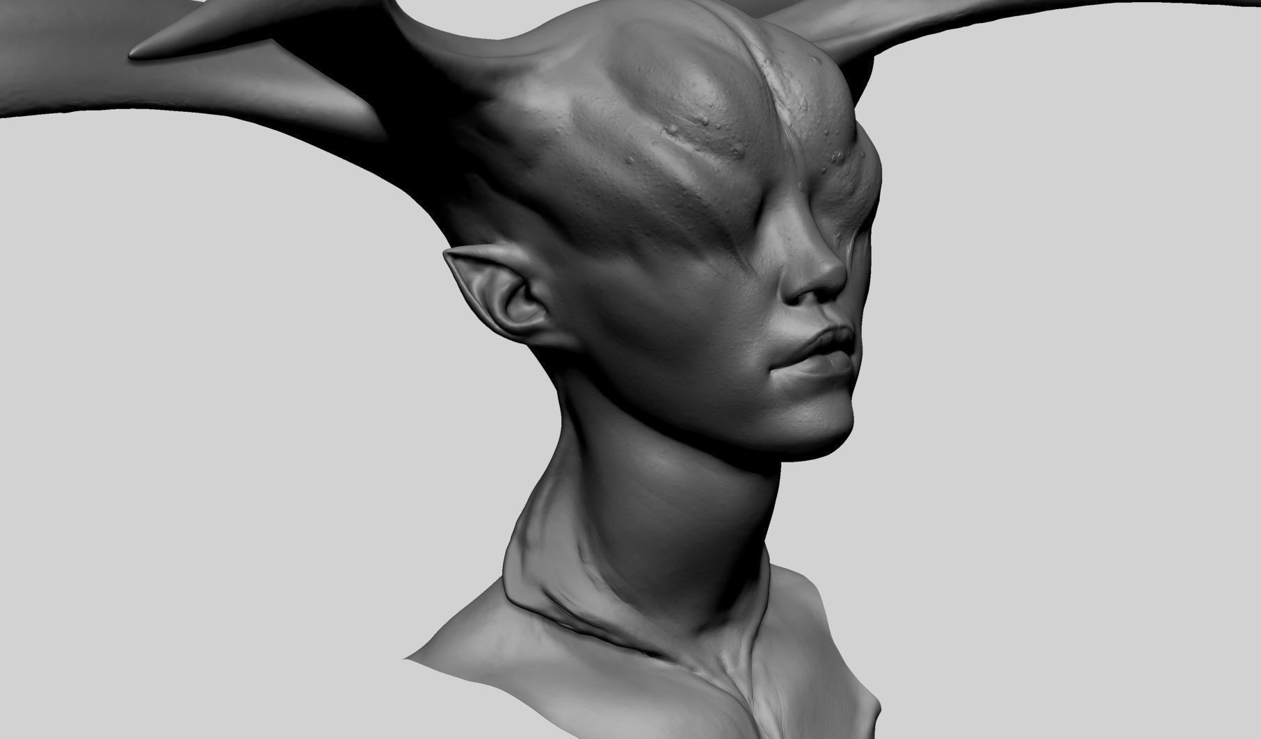 Fantasy Female Head T 3D model_2