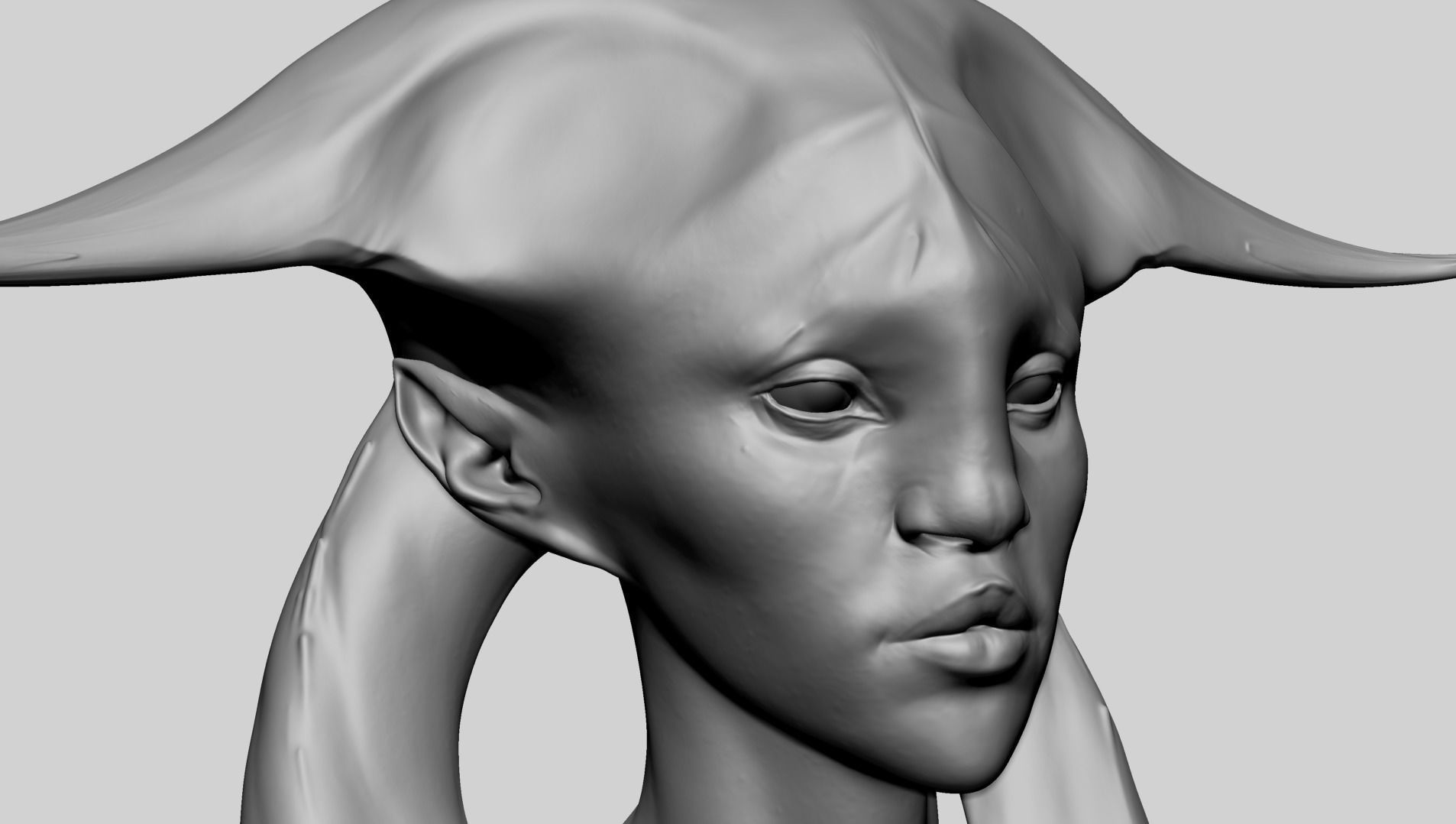 Fantasy Female Head B1 3D model_1