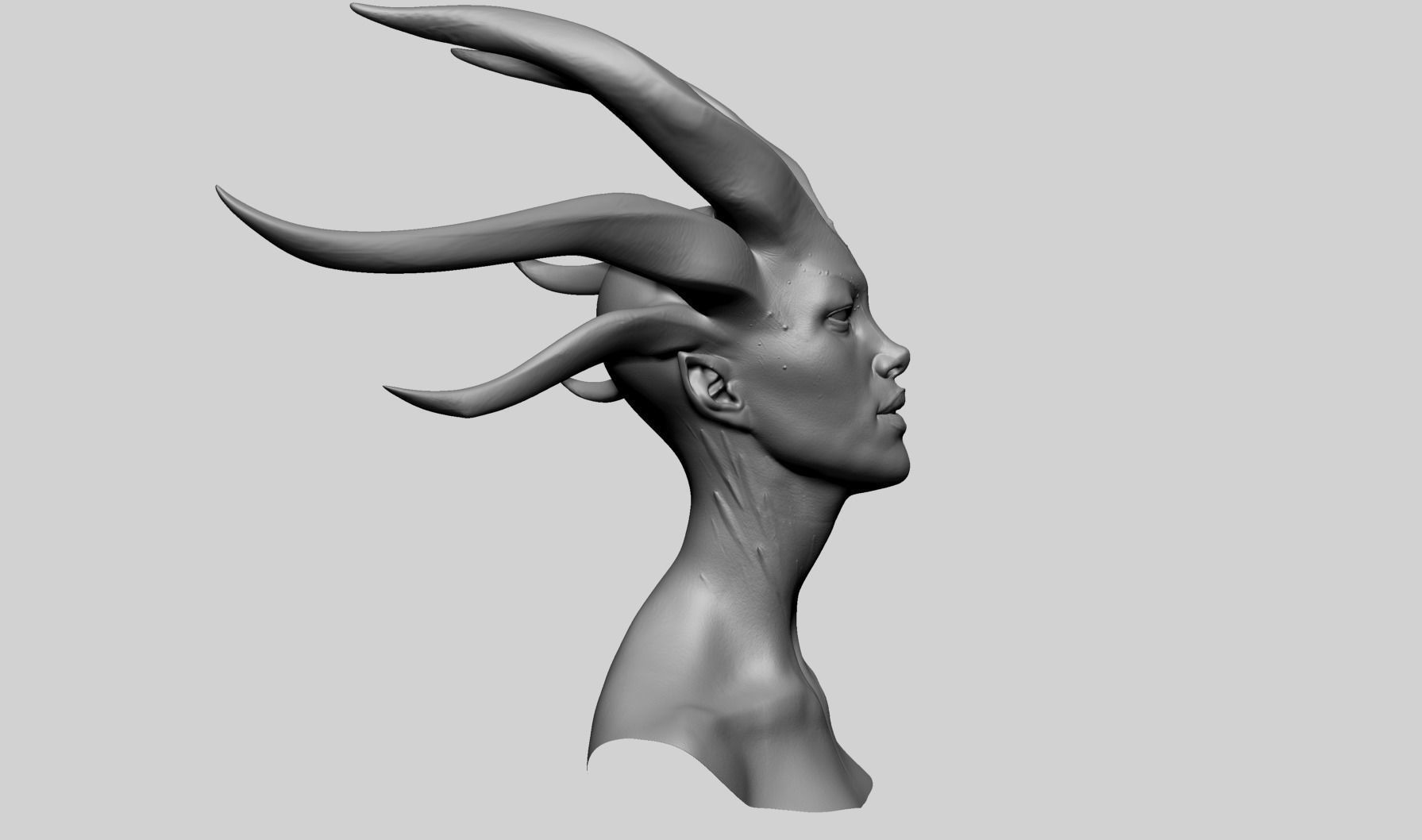 Fantasy Female Head C1 3D model_2