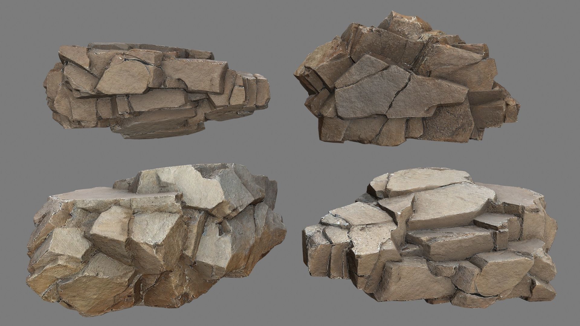 cliff rocks Low-poly 3D model_15