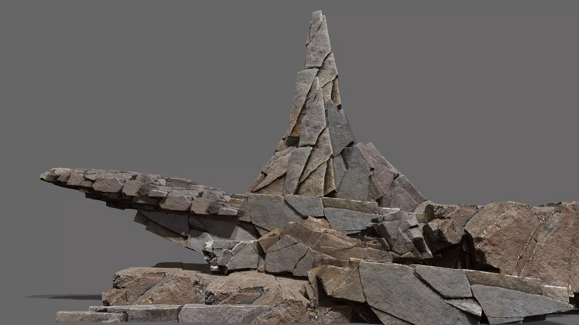 cliff rocks Low-poly 3D model_0