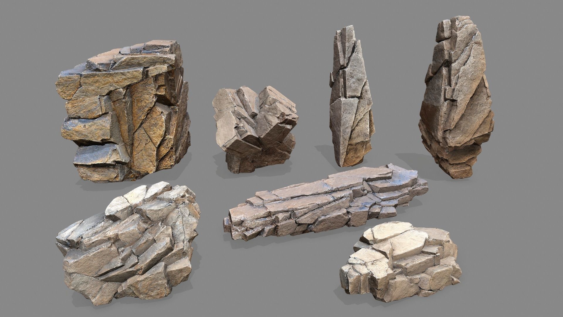 cliff rocks Low-poly 3D model_1