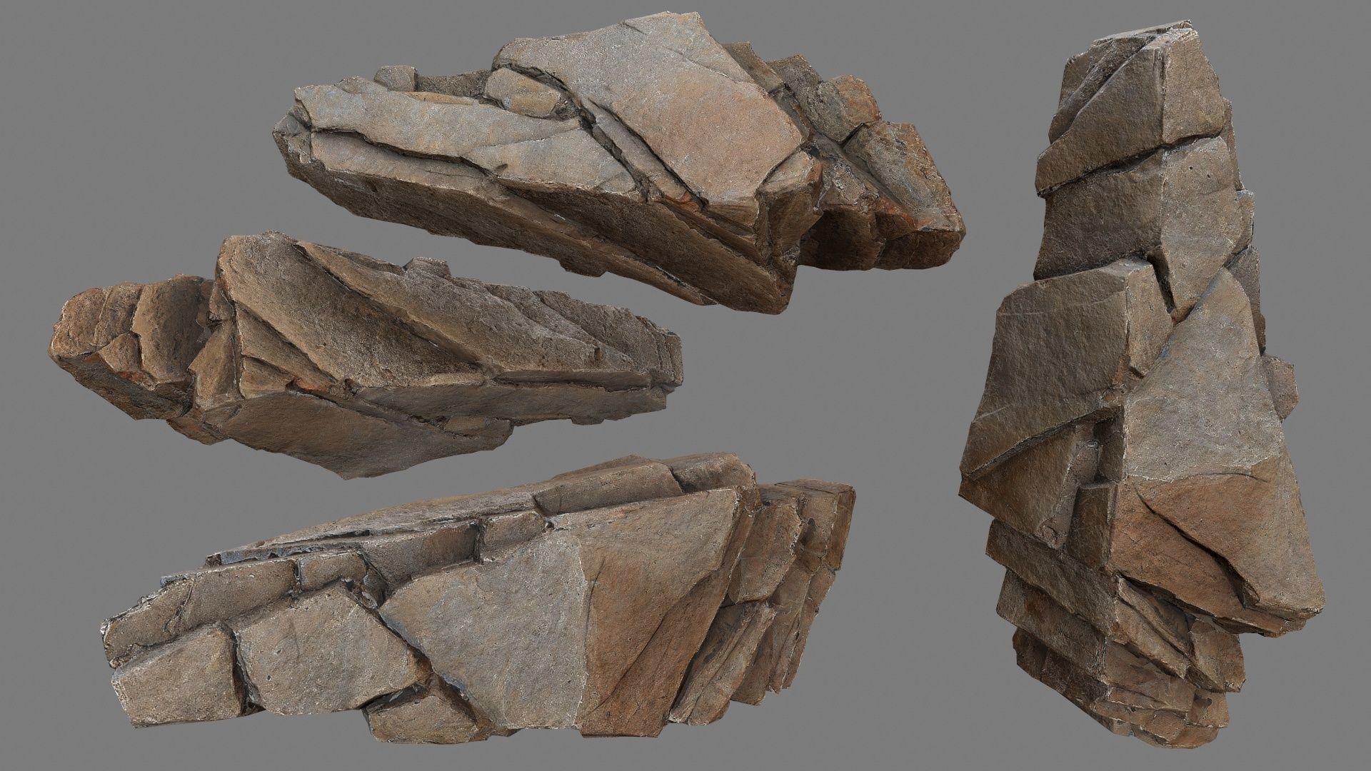 cliff rocks Low-poly 3D model_11