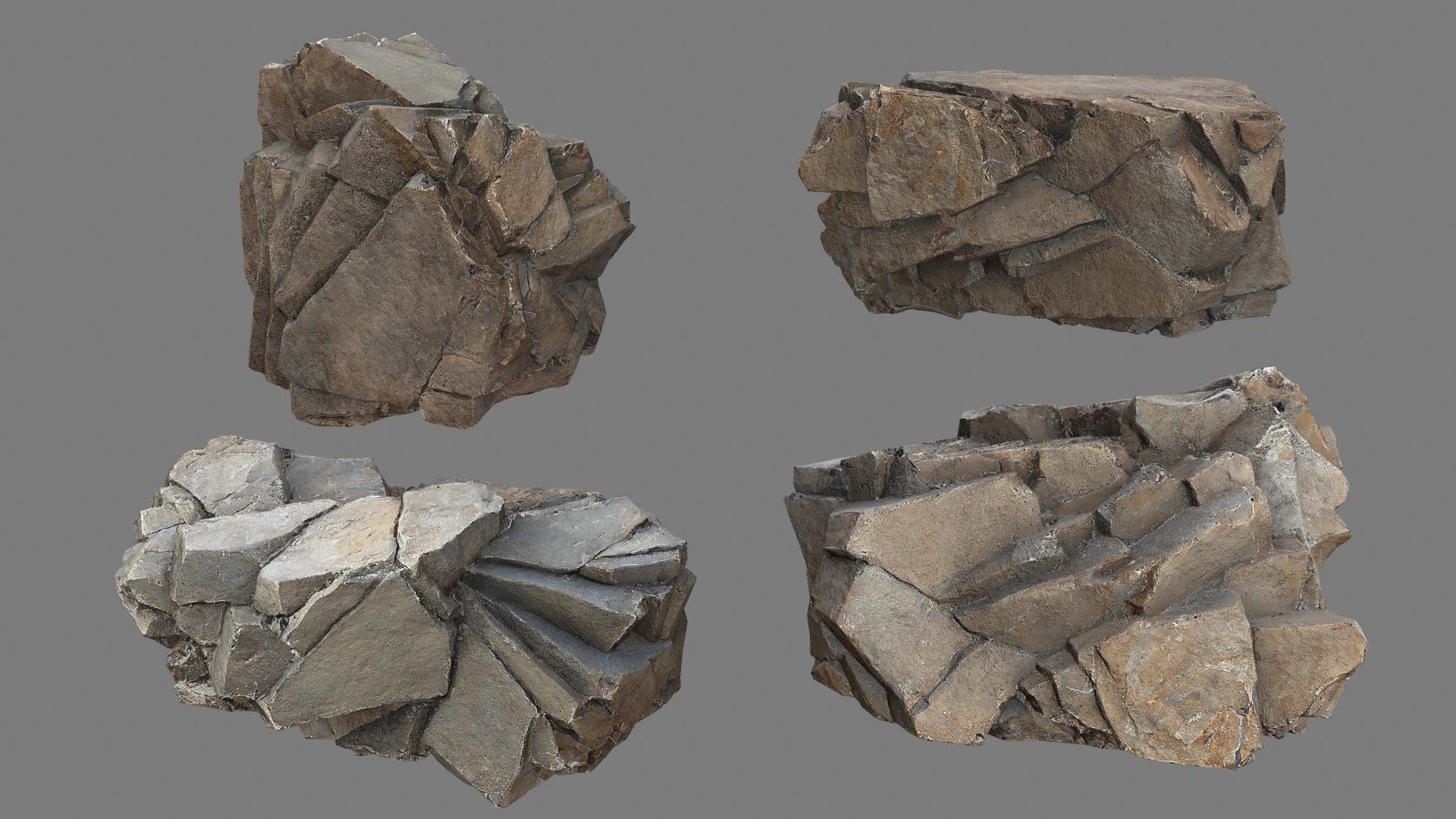 cliff rocks Low-poly 3D model_14