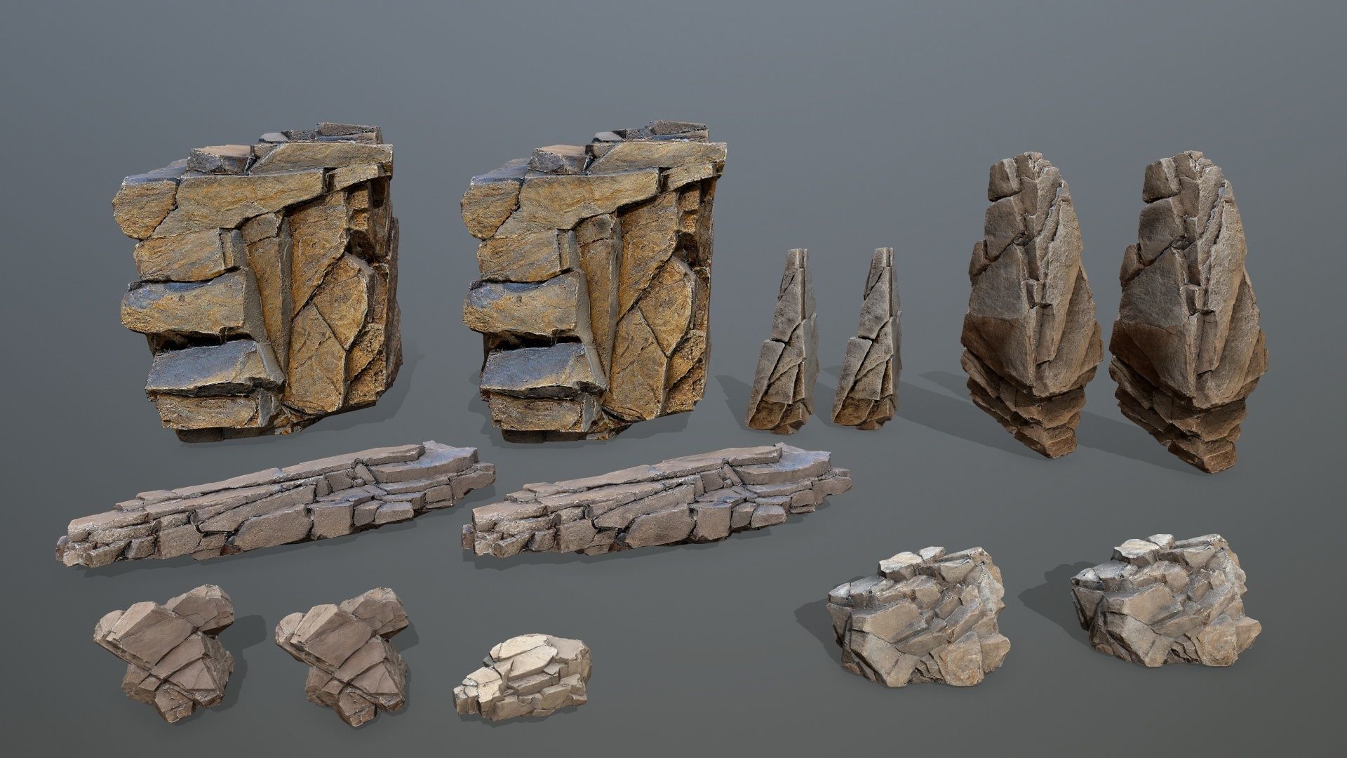 cliff rocks Low-poly 3D model_16