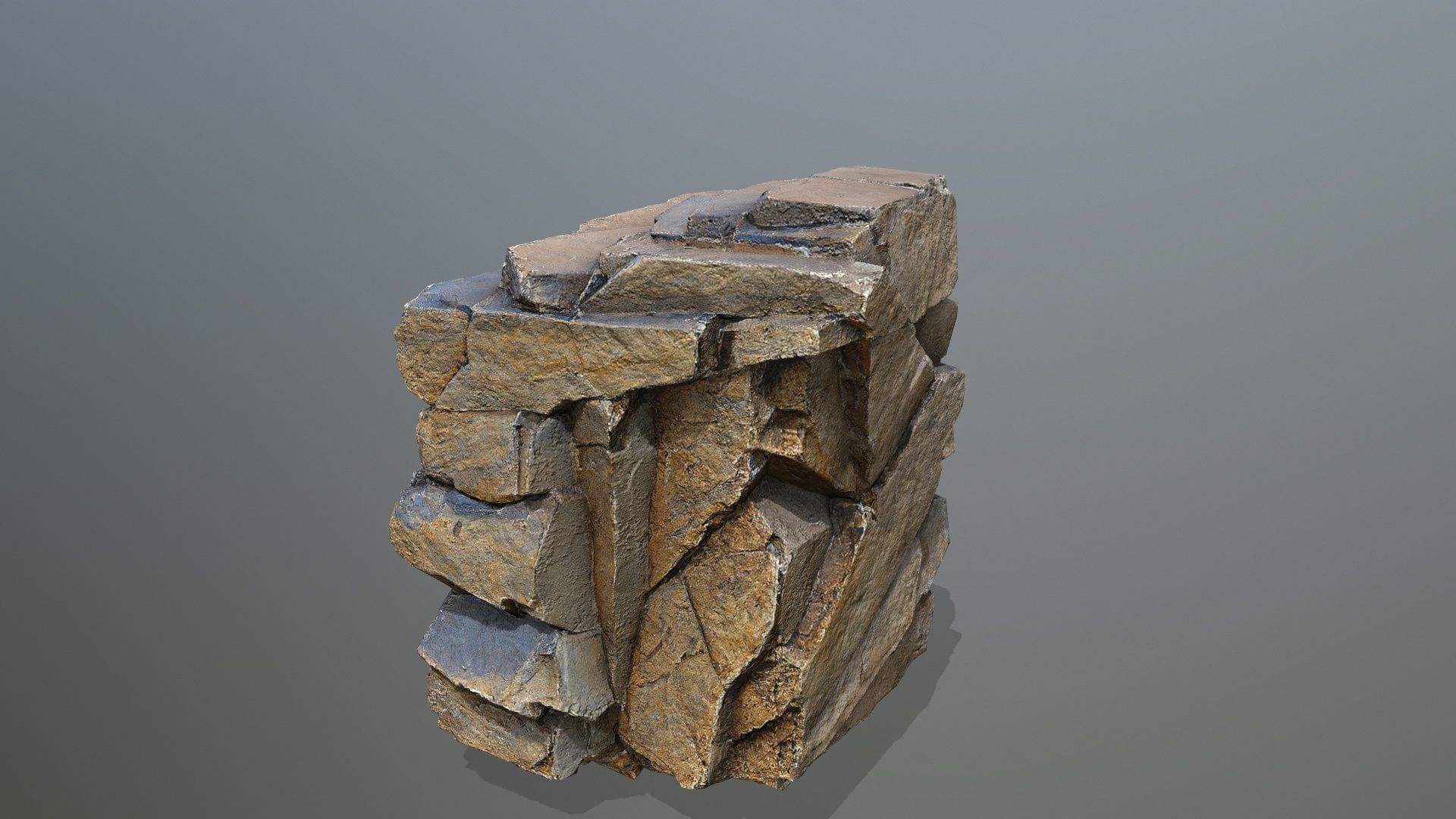 cliff rocks Low-poly 3D model_2