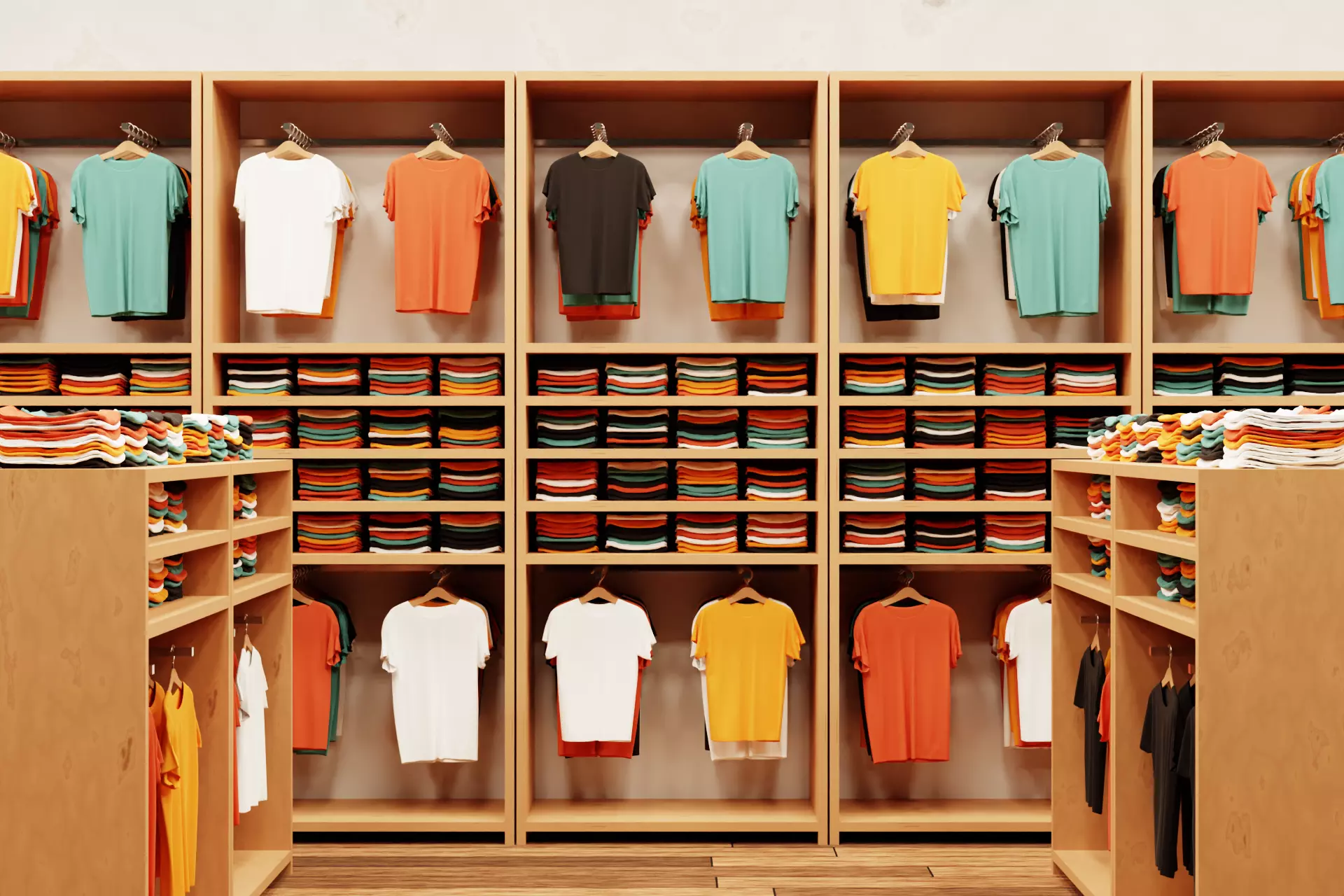 Procedural clothing store shelves Free 3D model