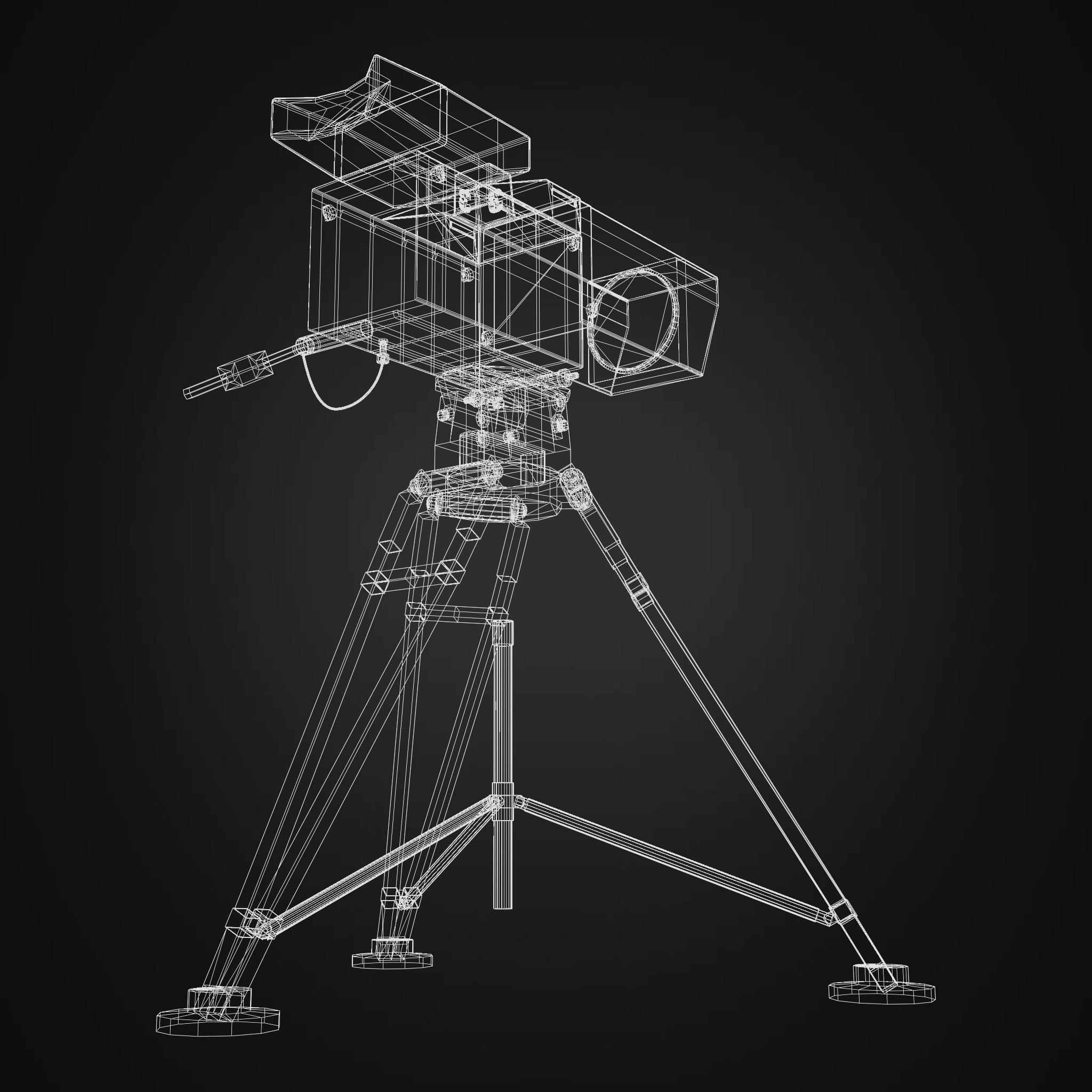 TV Camera Retro Low-poly 3D model_3
