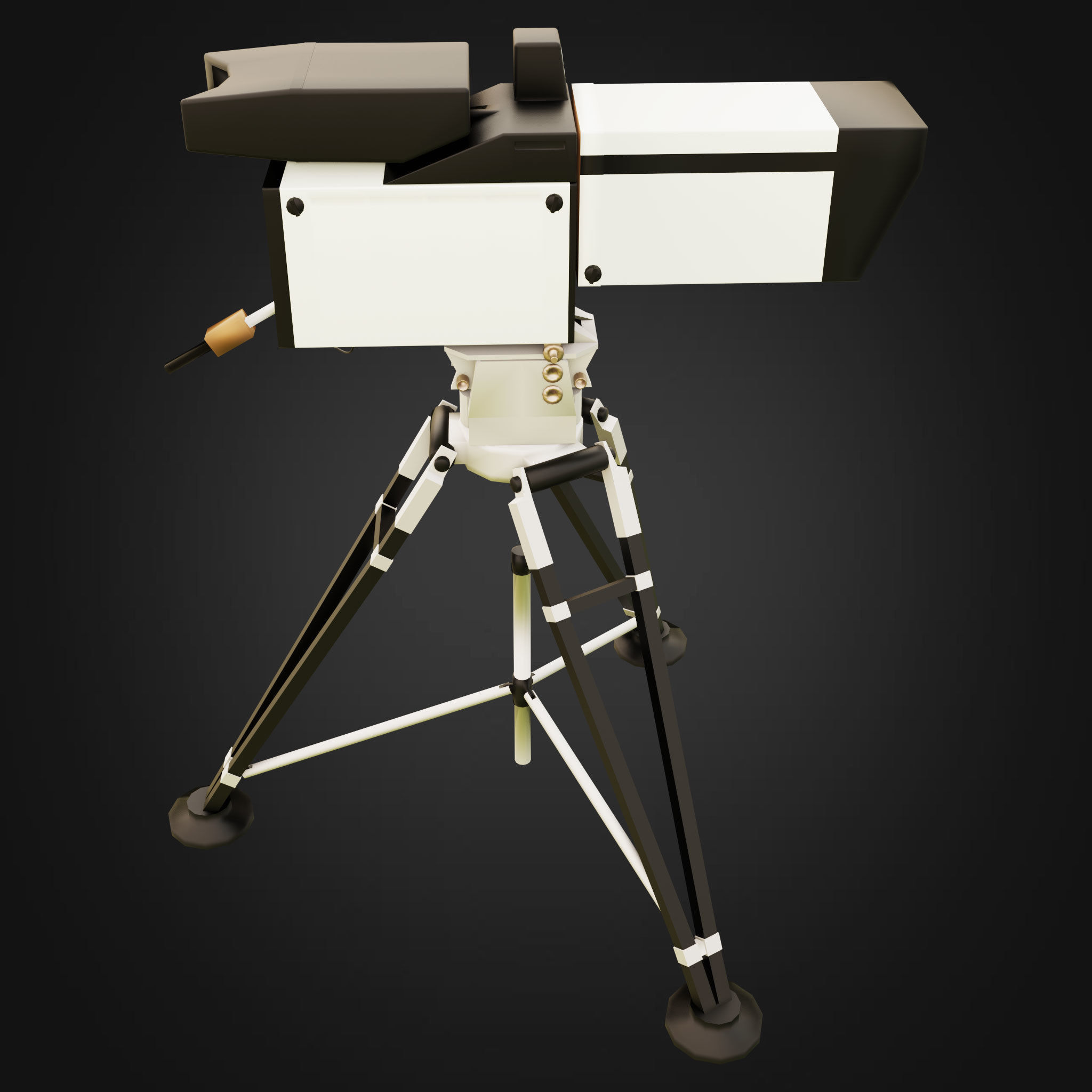 TV Camera Retro Low-poly 3D model_6
