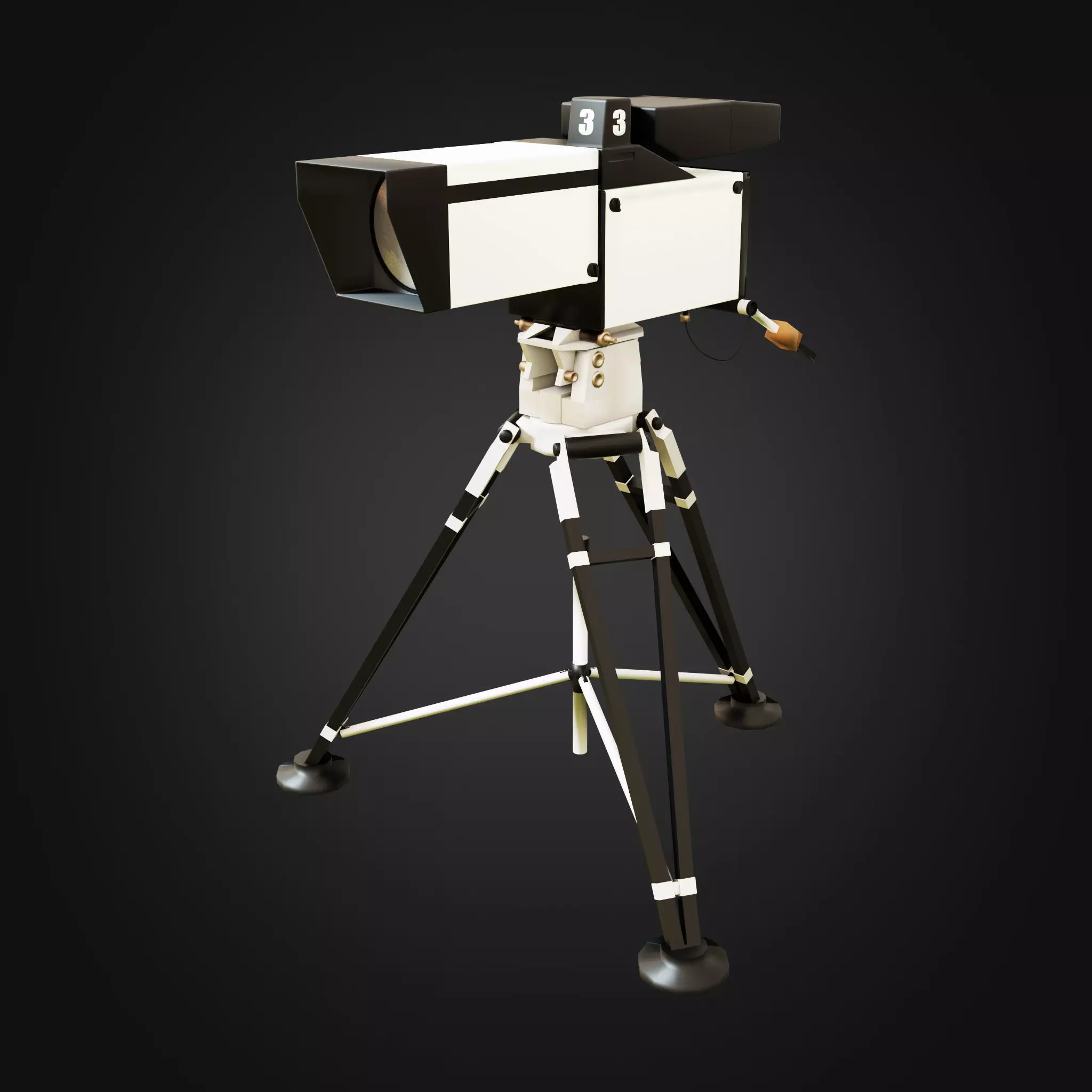 TV Camera Retro Low-poly 3D model_0