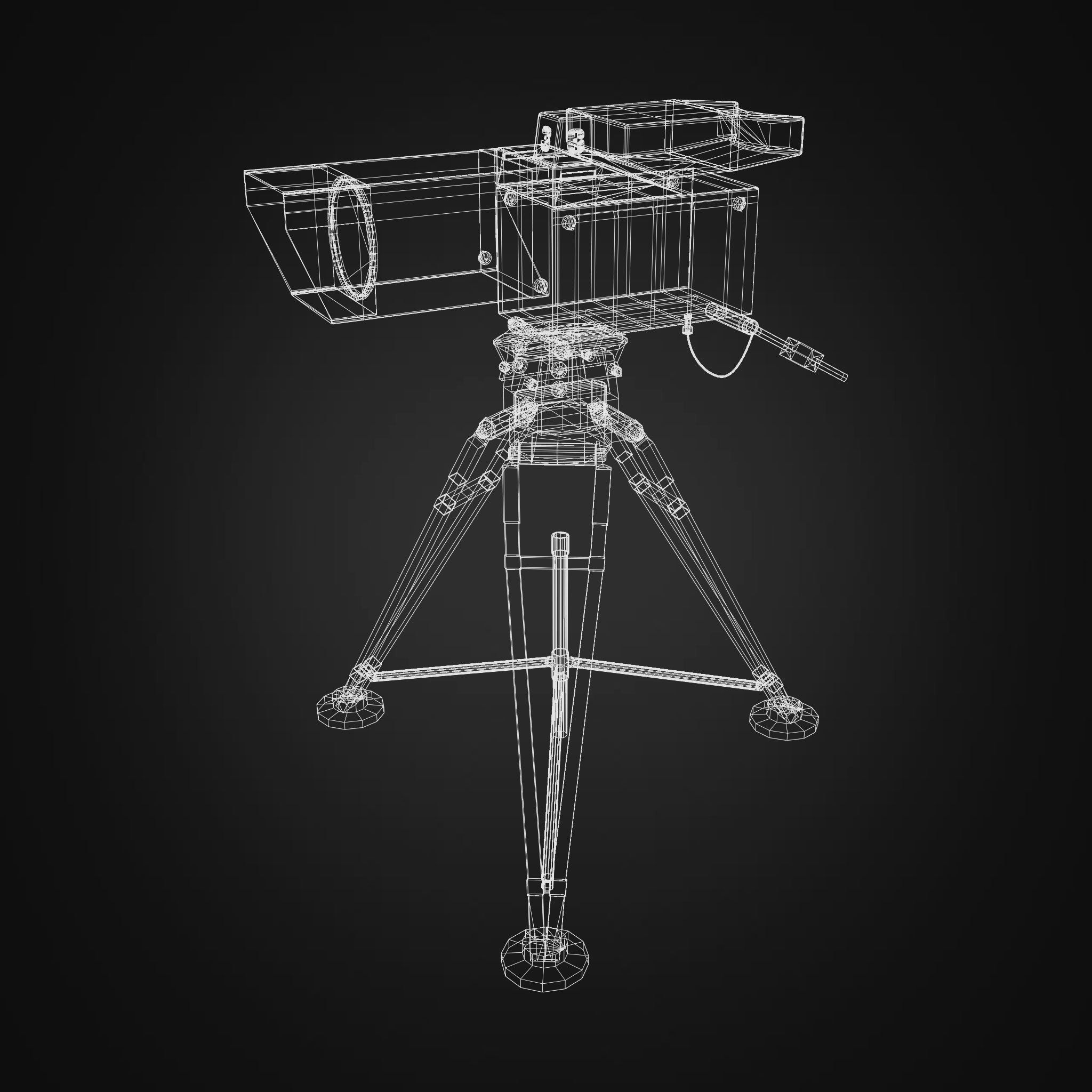 TV Camera Retro Low-poly 3D model_1