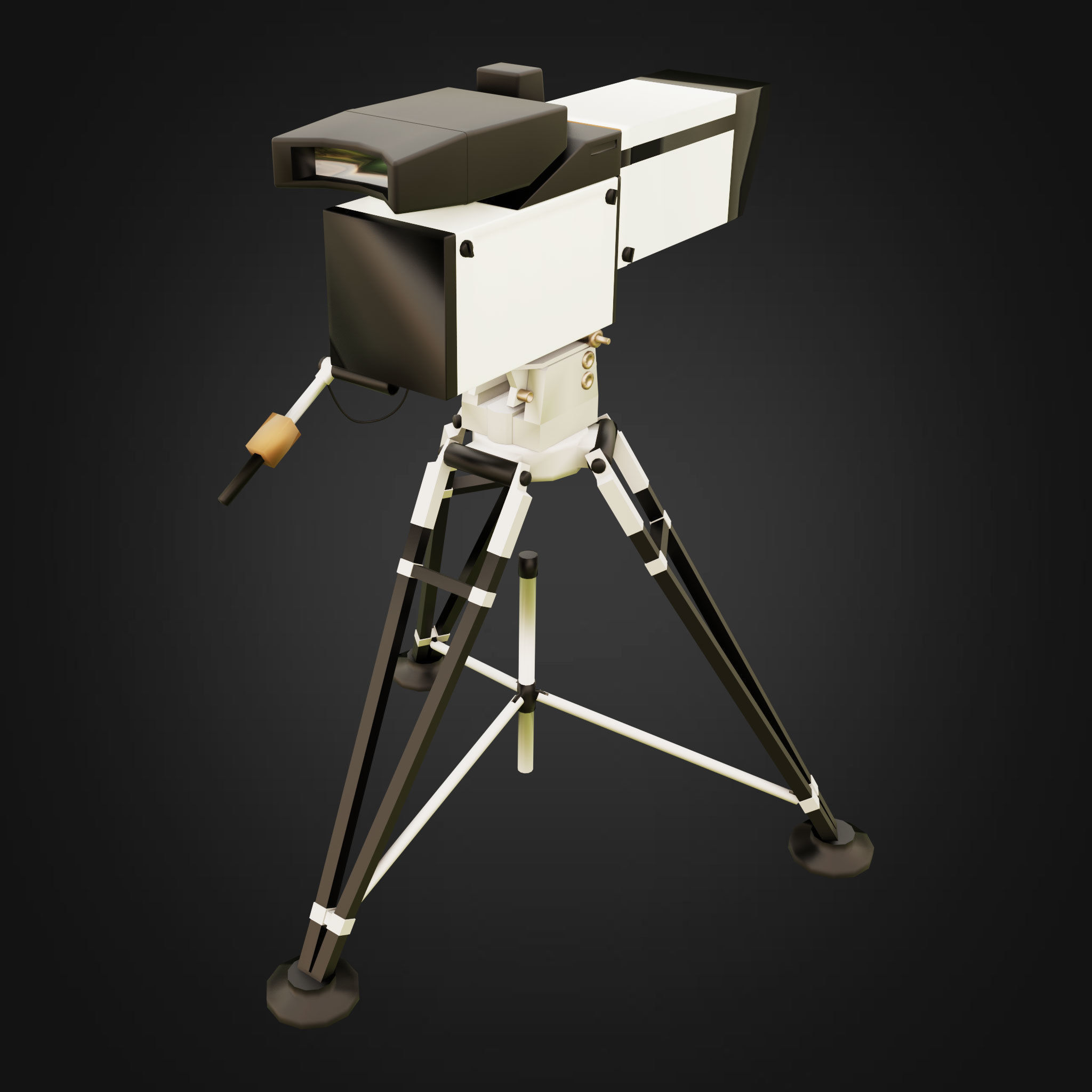 TV Camera Retro Low-poly 3D model_7