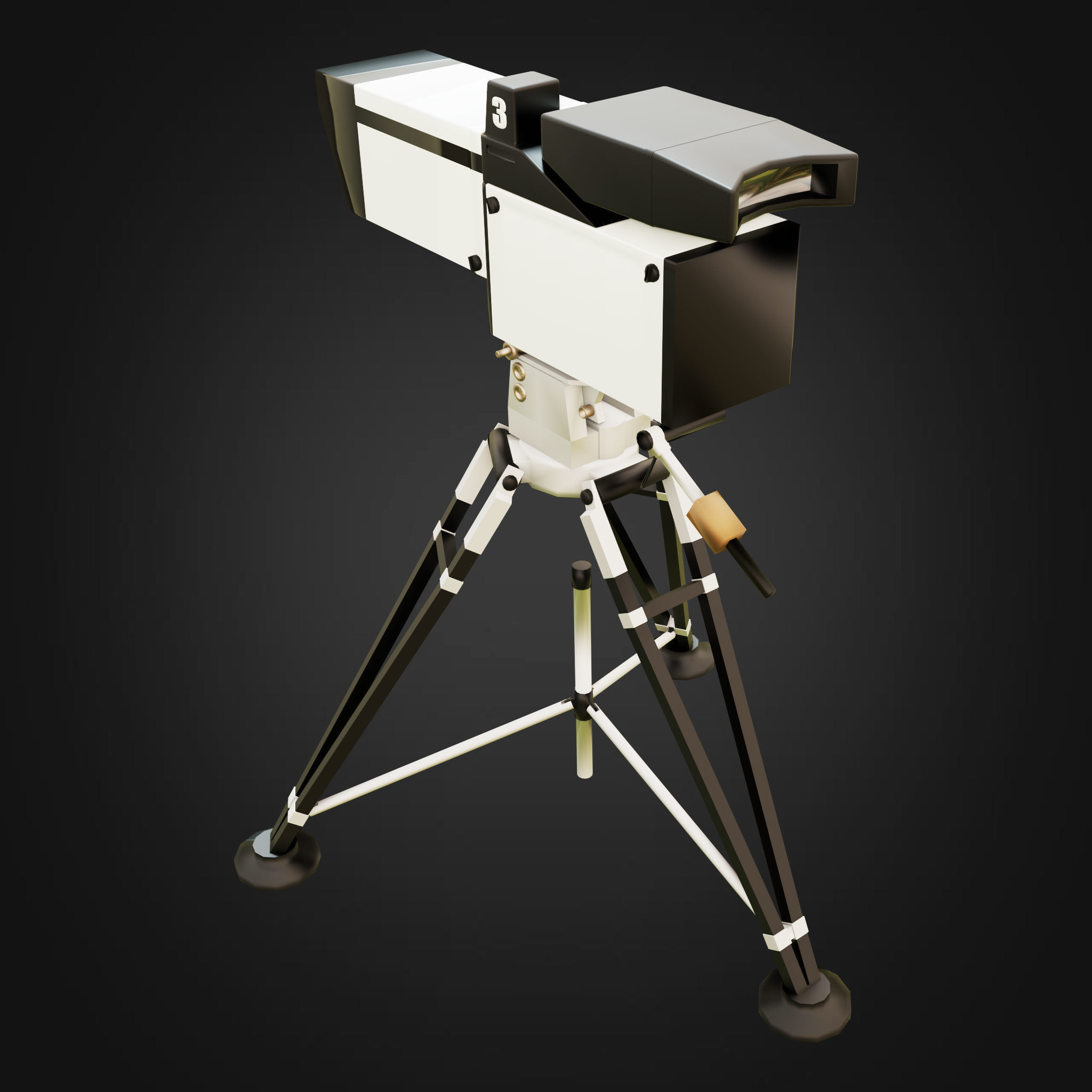 TV Camera Retro Low-poly 3D model_8