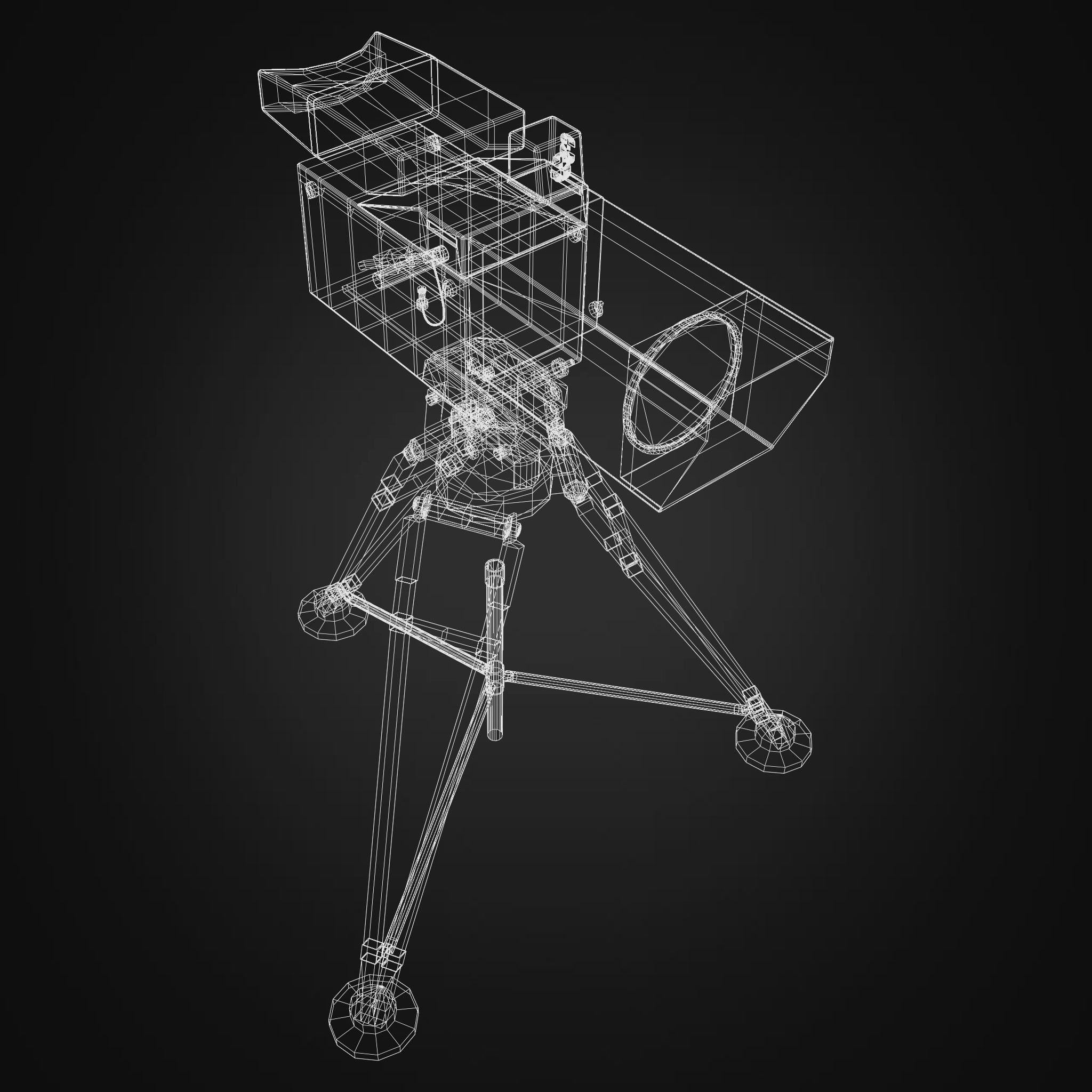 TV Camera Retro Low-poly 3D model_2