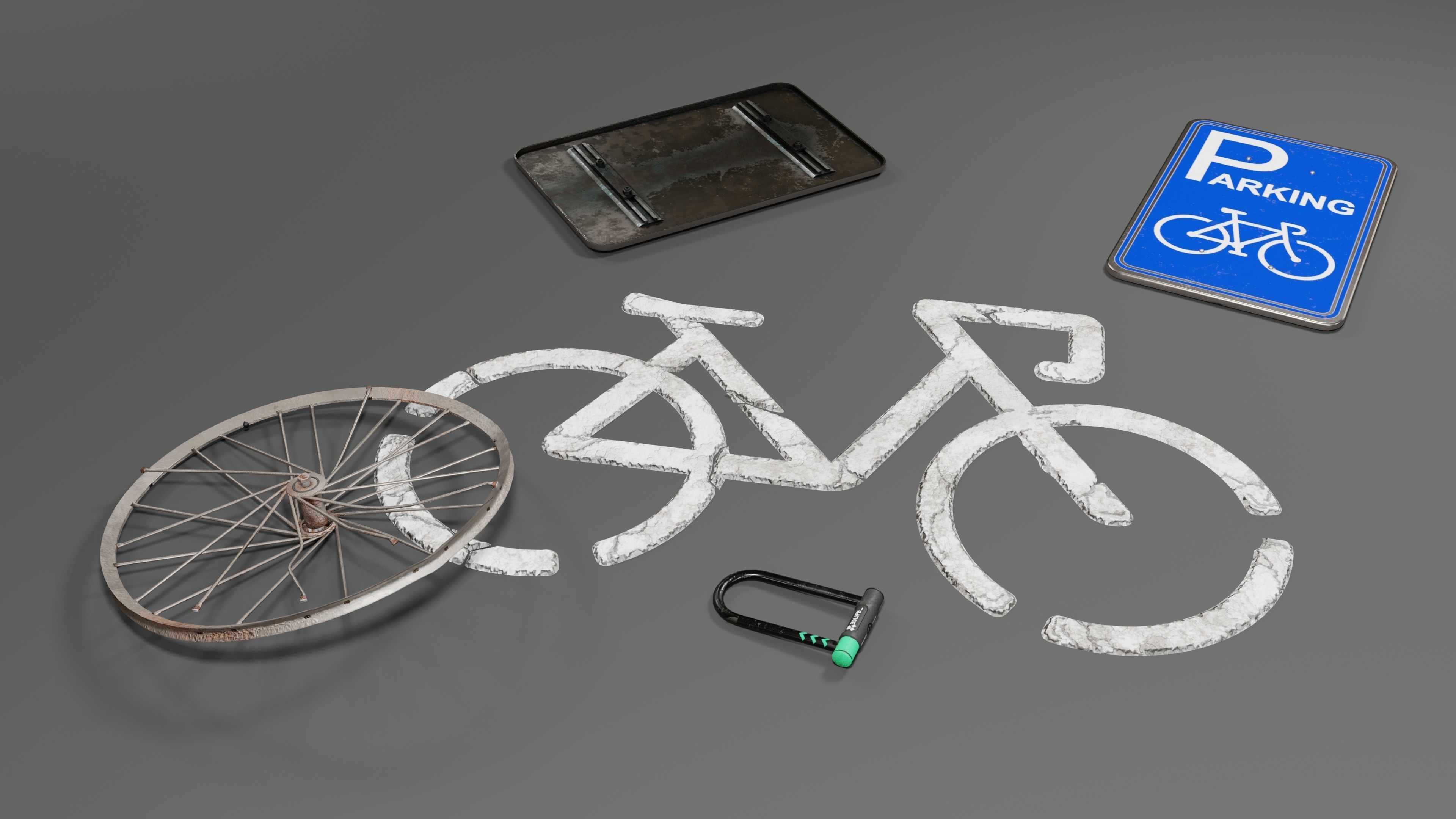 Bicycle pack Low-poly 3D model_8