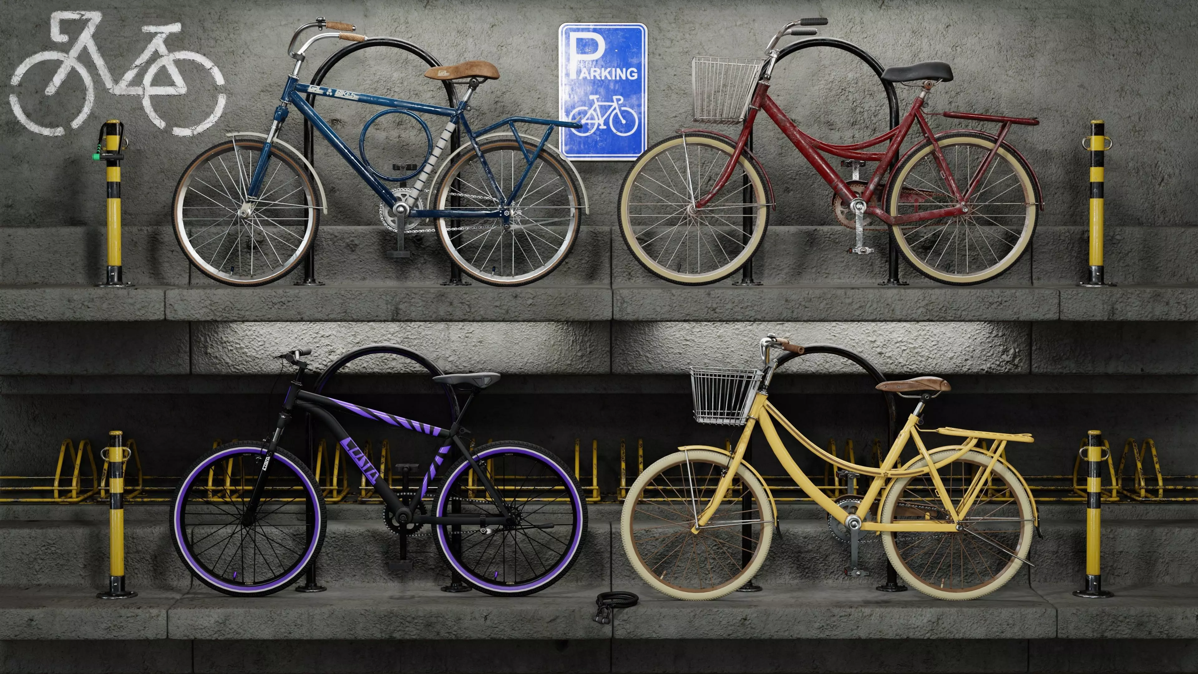 Bicycle pack Low-poly 3D model_0