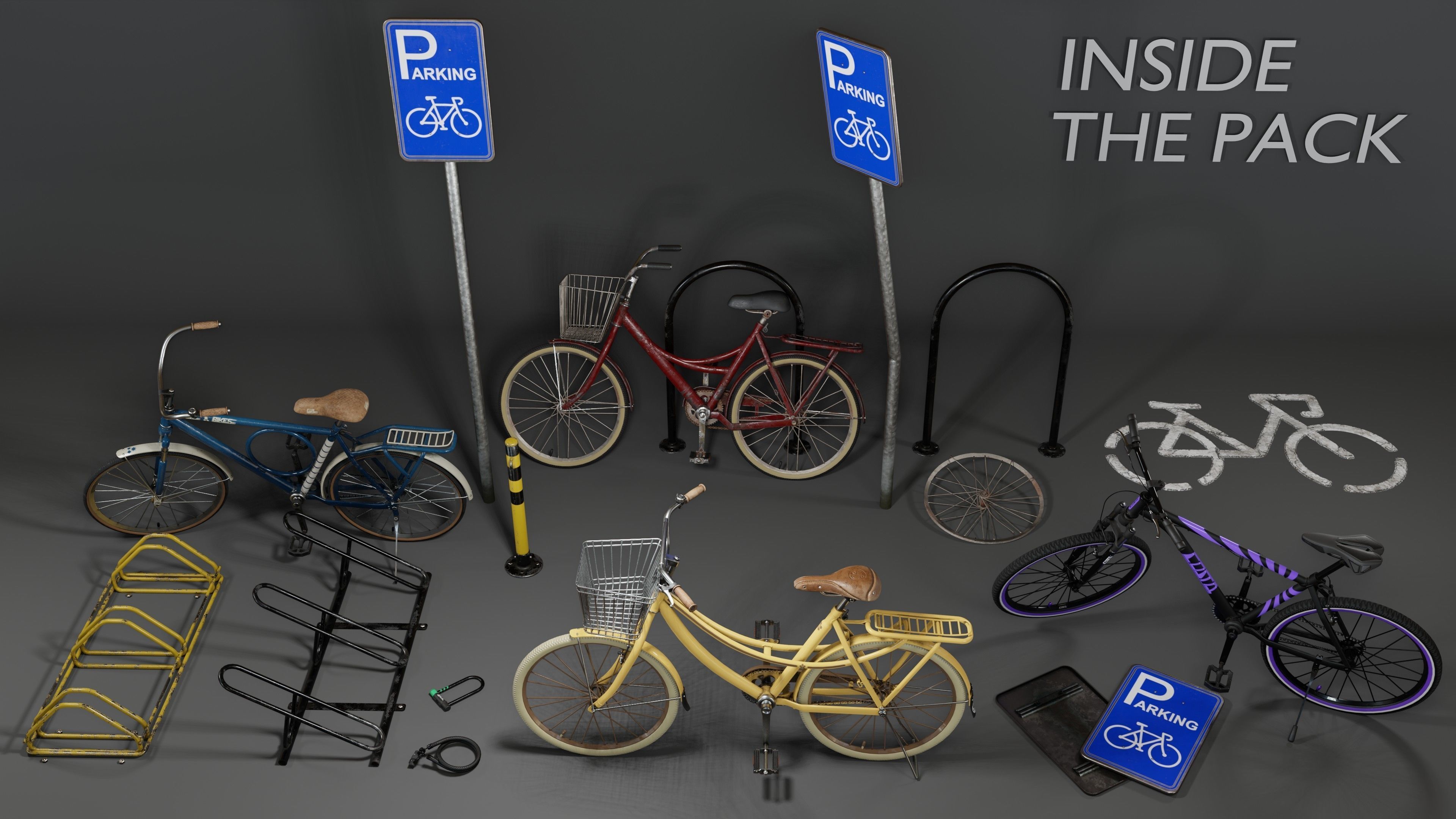 Bicycle pack Low-poly 3D model_1