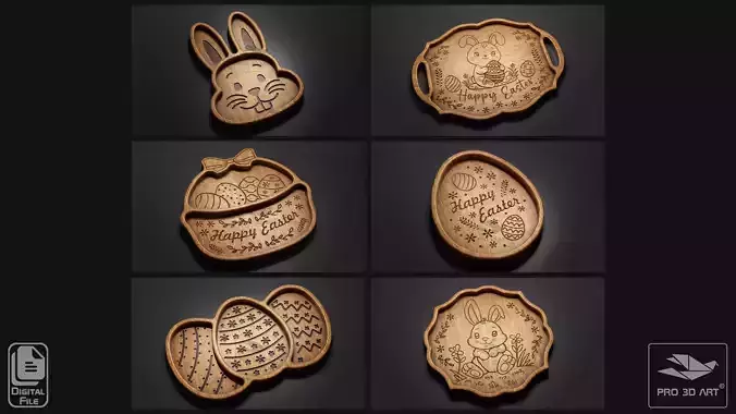 Easter Trays Pack - CNC Files for Wood 3D model